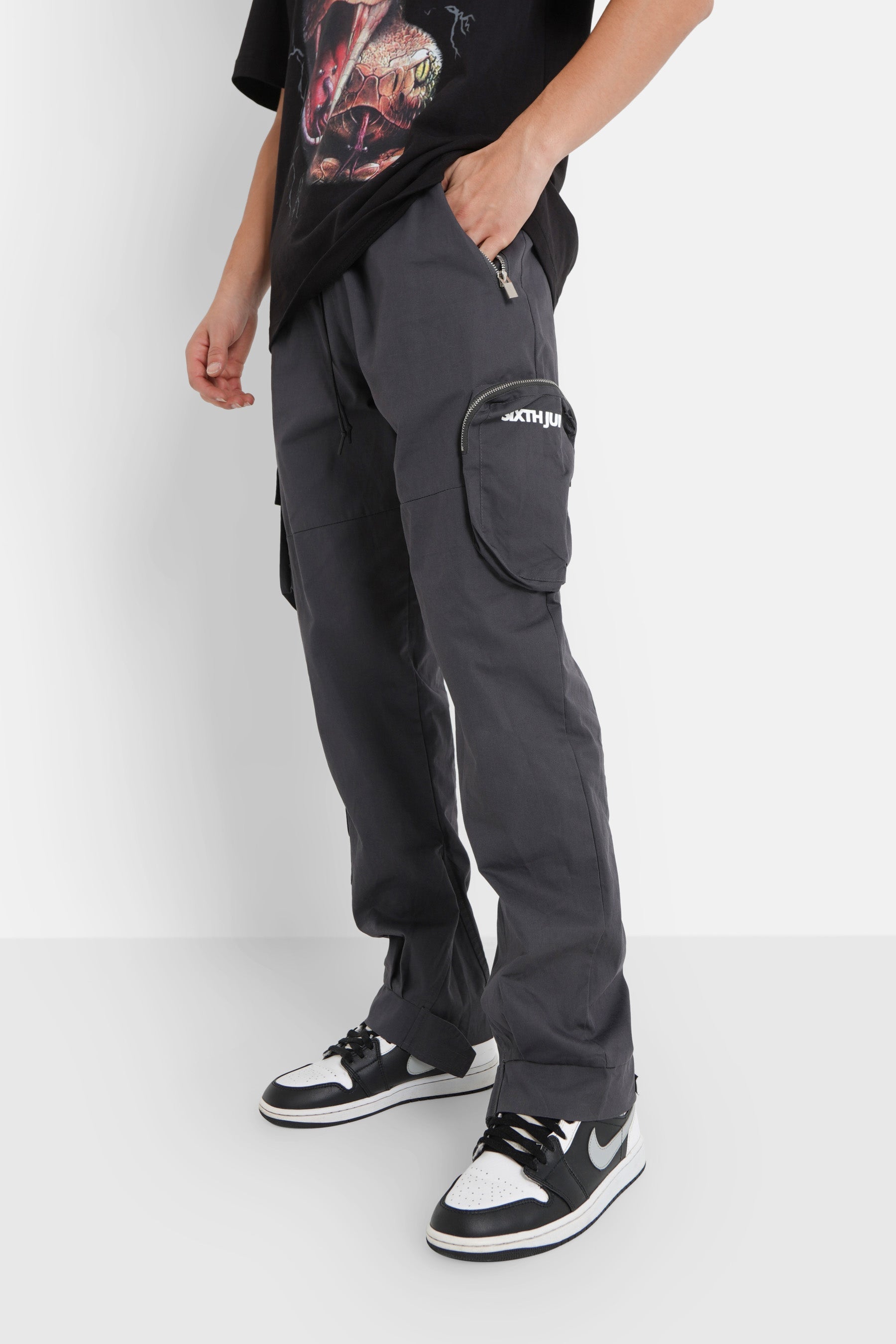 Sixth June - Pantalon cargo zip Gris foncé