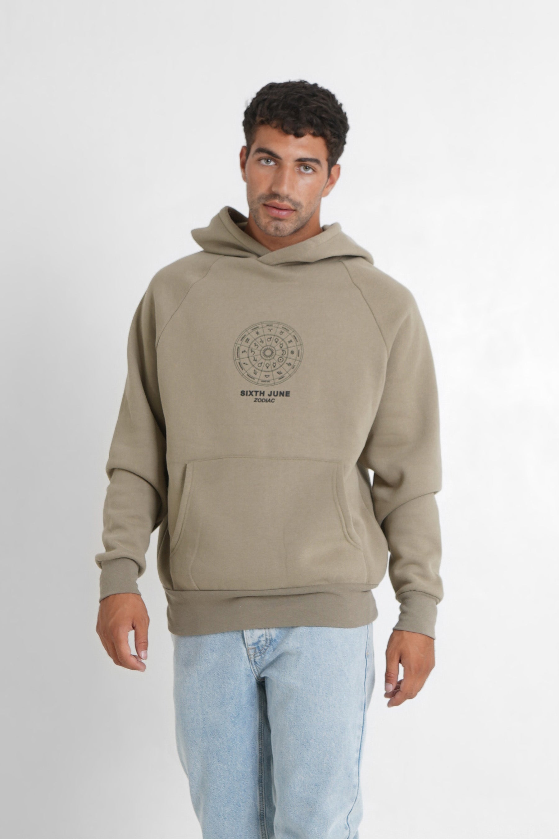 Sweat capuche signes zodiaque Vert kaki