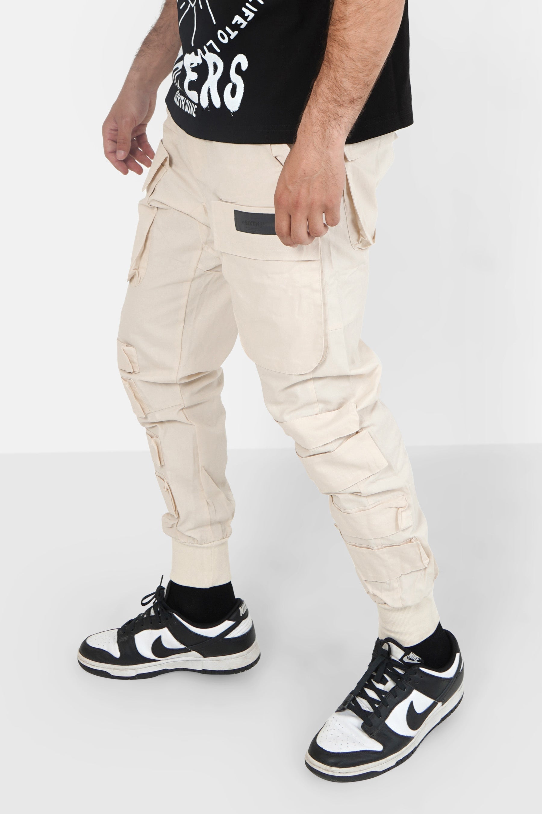 Large tactical cargo pants Beige