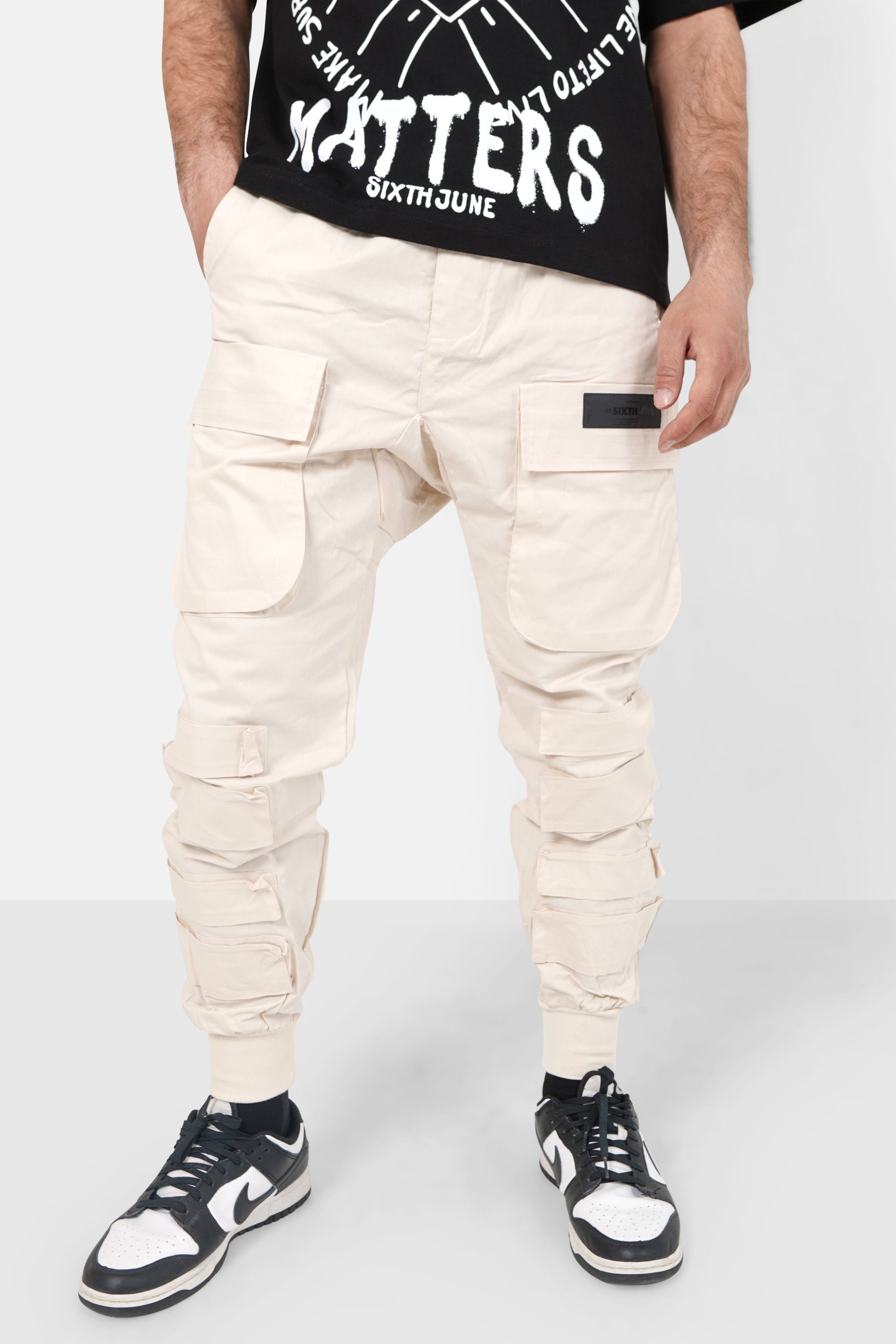 Large tactical cargo pants Beige