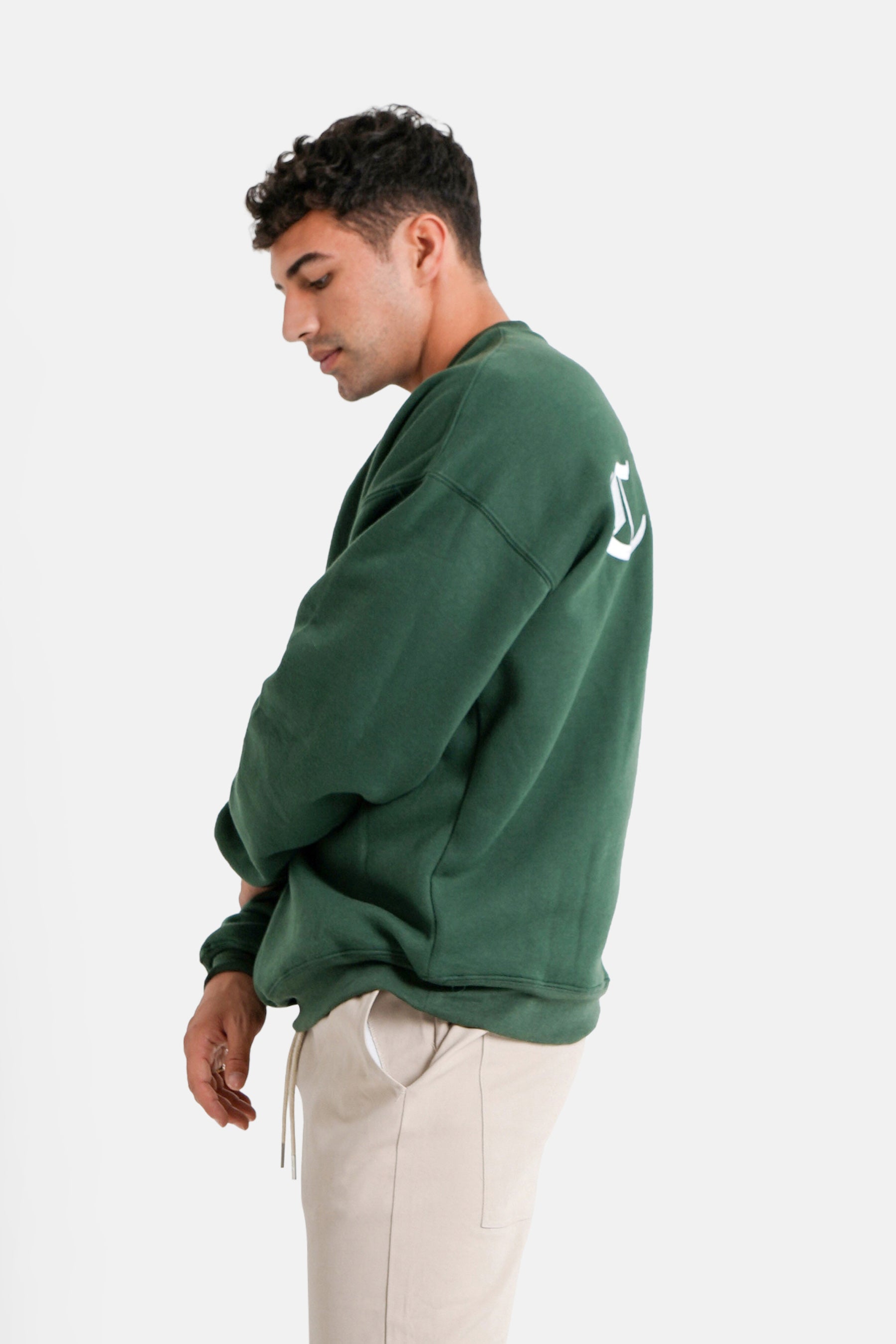 Sixth June - Sweat broderies crew oversize Vert foncé