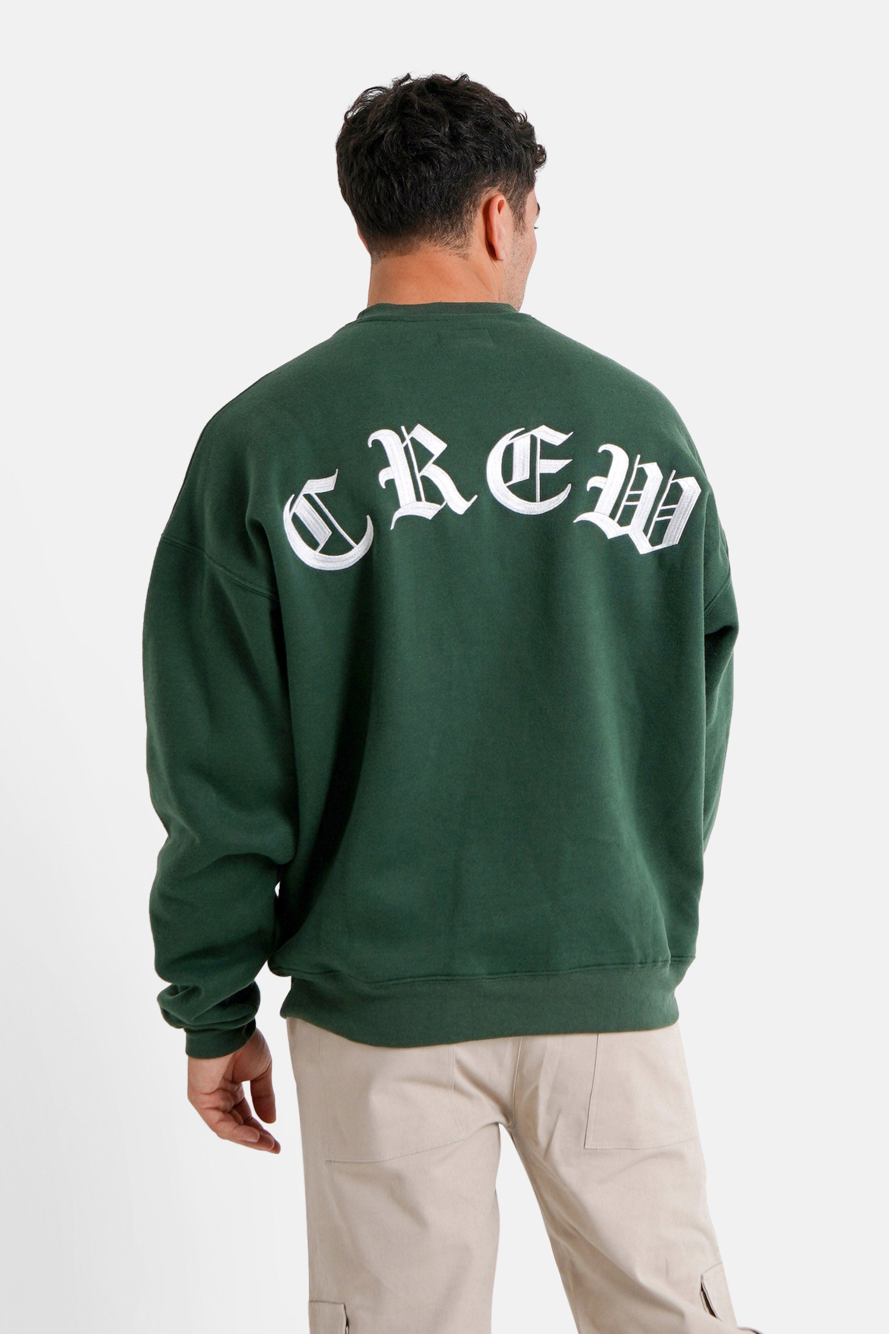Sixth June - Sweat broderies crew oversize Vert foncé