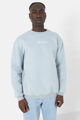 Übergroßes Sweatshirt mit Rundhalsausschnitt und Stickerei. Hellblau