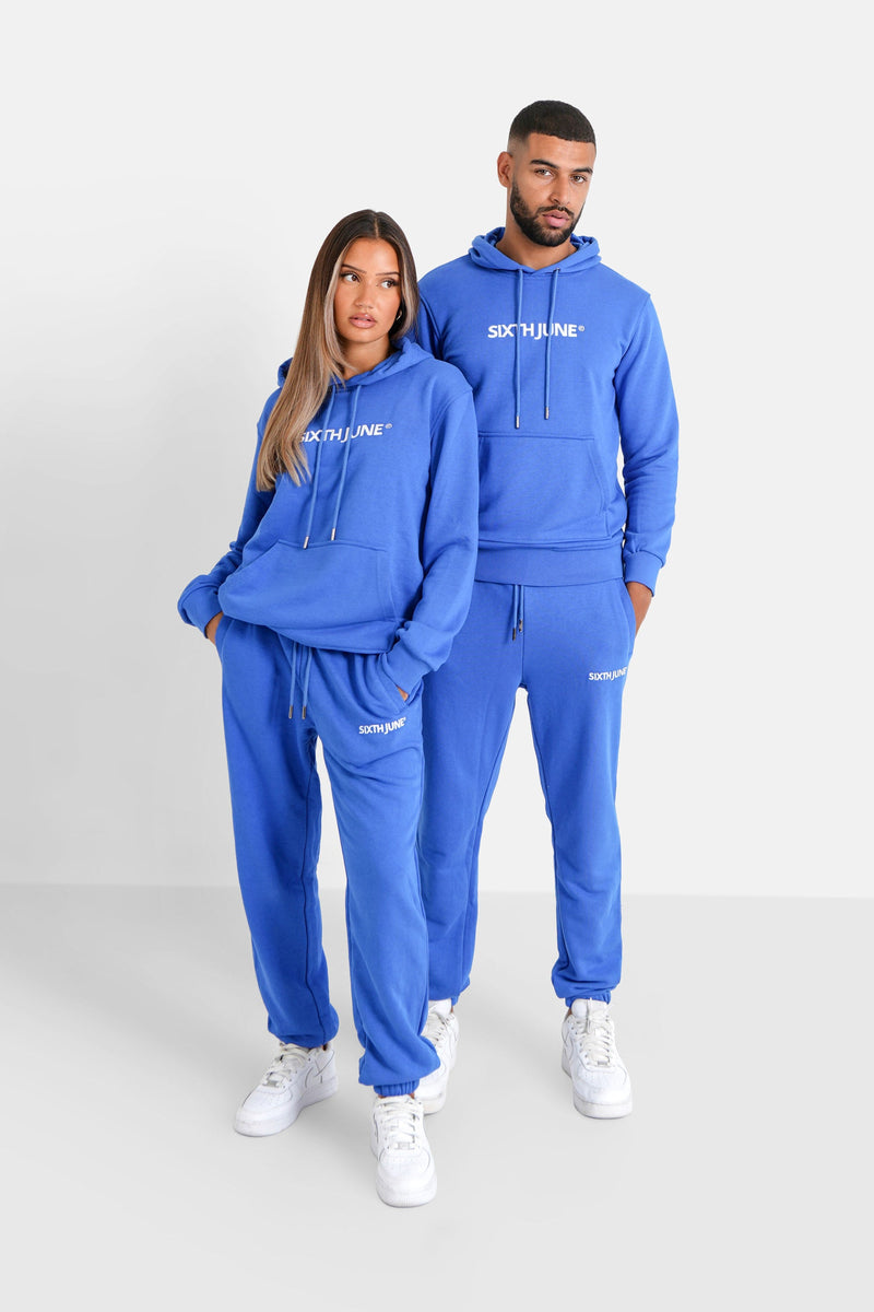 Sixth June - Sweatshirt capuche logo brodé Bleu foncé