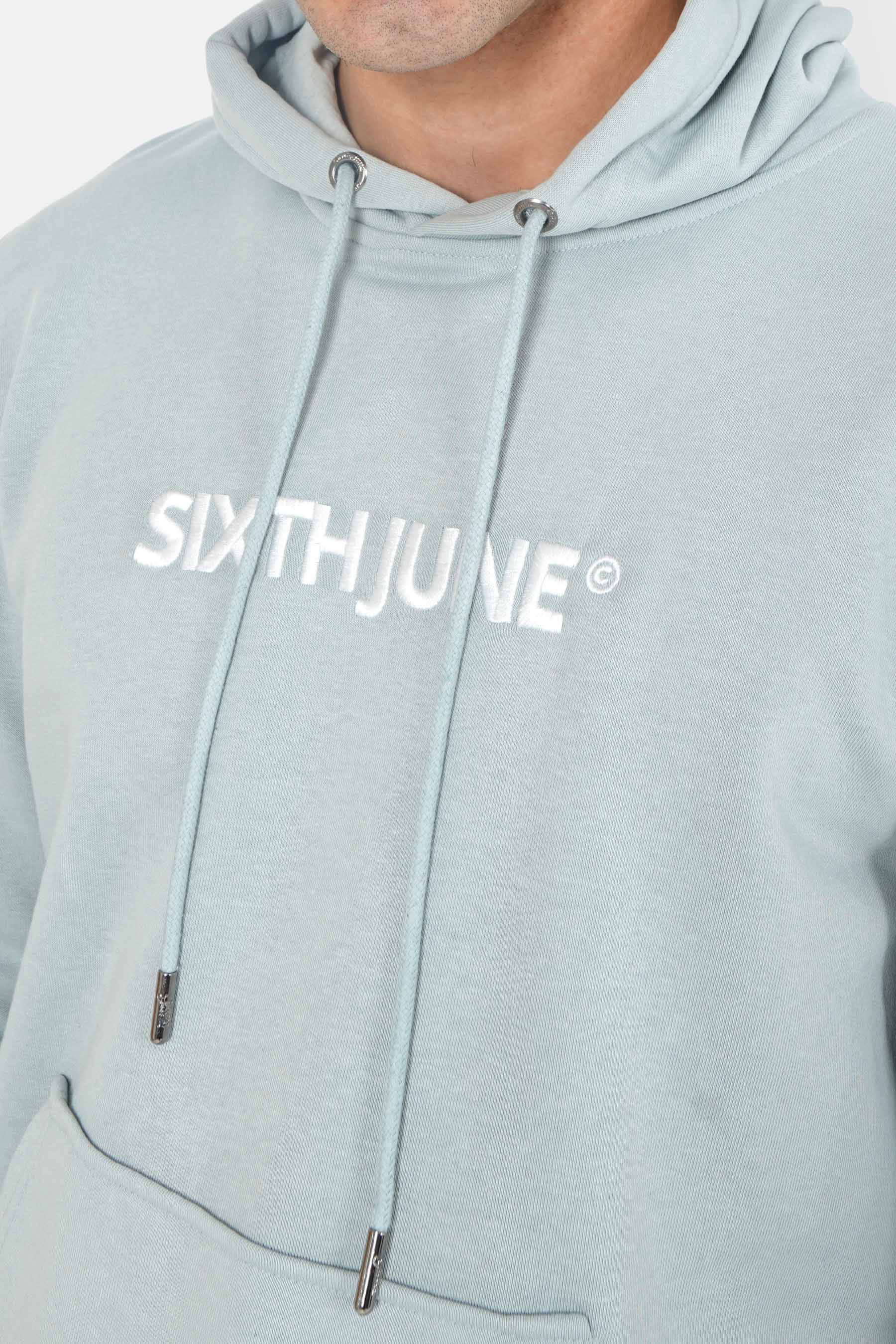 Soft embroidered logo hoodie Blue