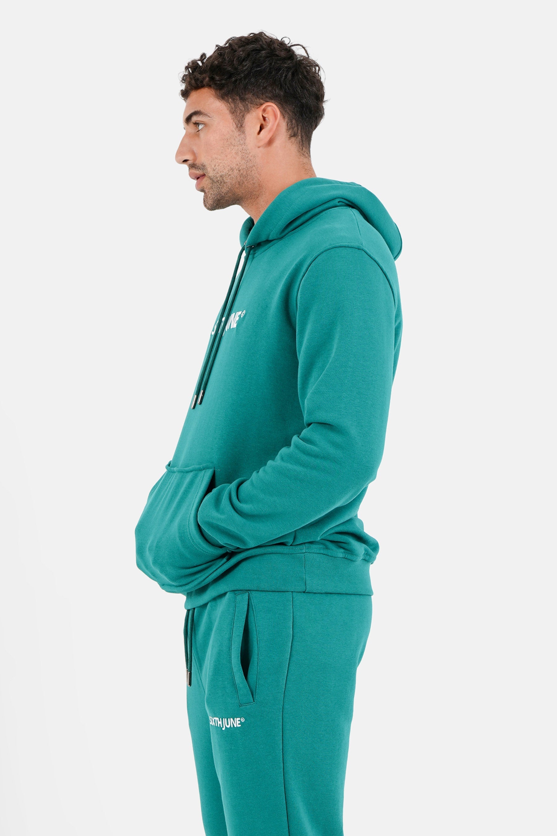 Sweatshirt capuche logo brodé Vert