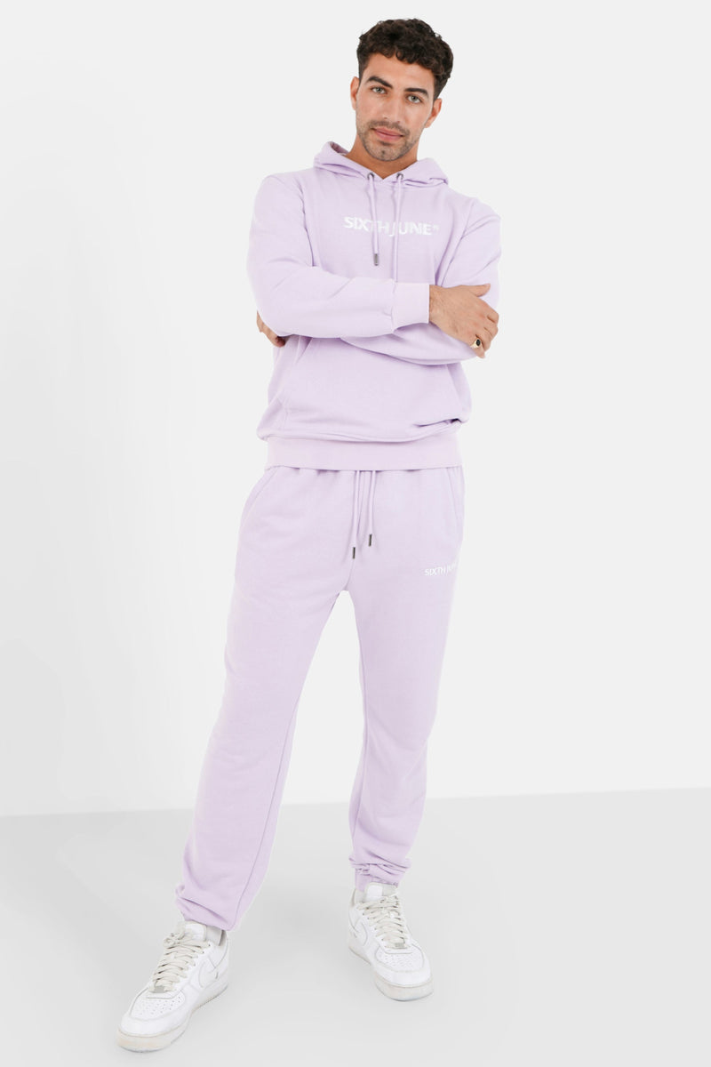 Sixth June - Sweatshirt capuche logo brodé Violet clair