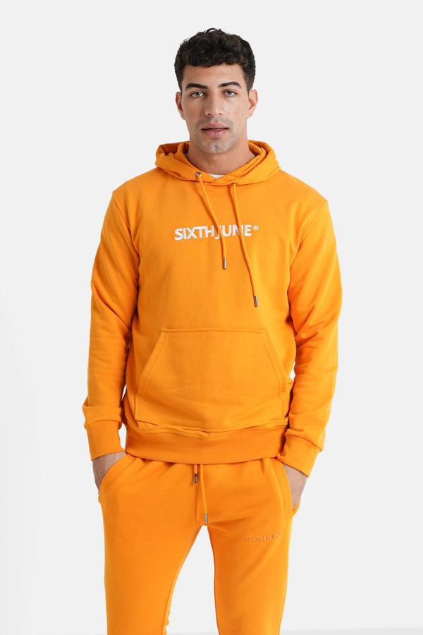 Sixth June - Sweatshirt capuche logo brodé Orange