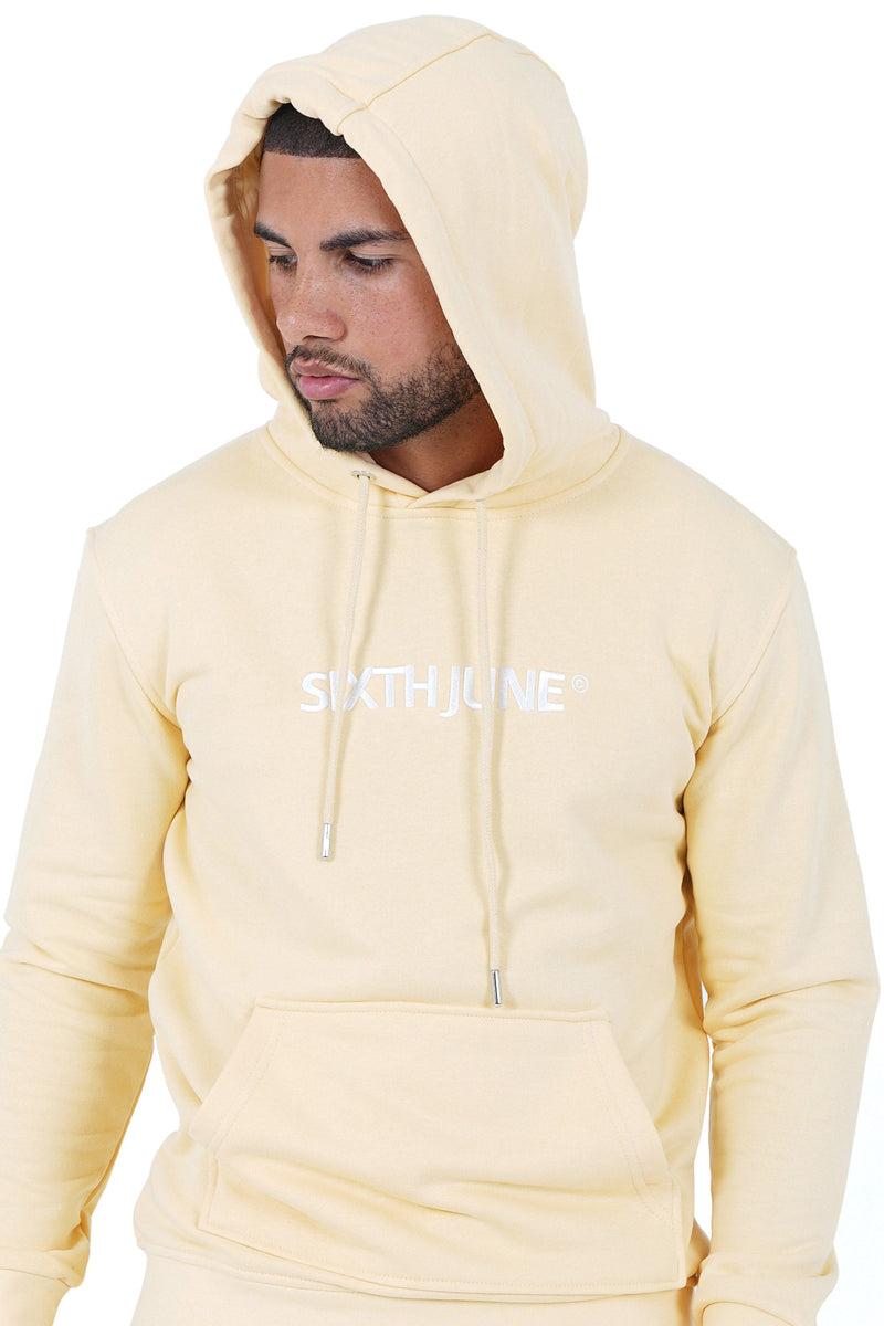 Sixth June - Sweatshirt capuche logo brodé Jaune