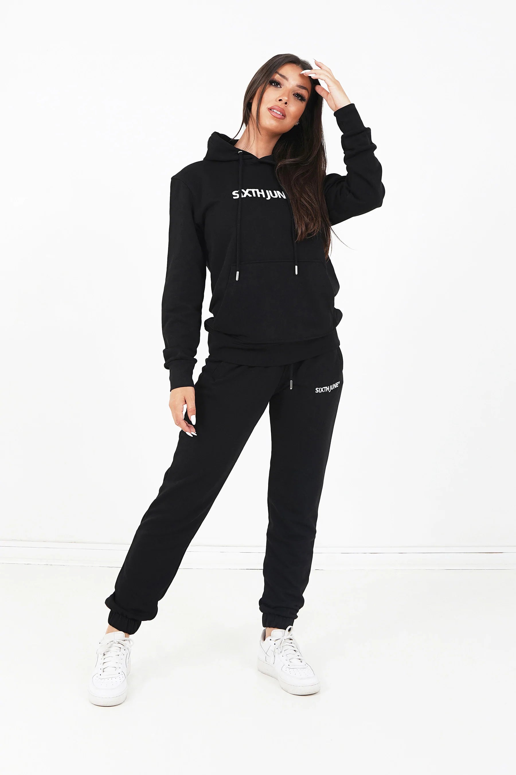 Sixth June - Jogging + sweat capuche logo brodé Noir