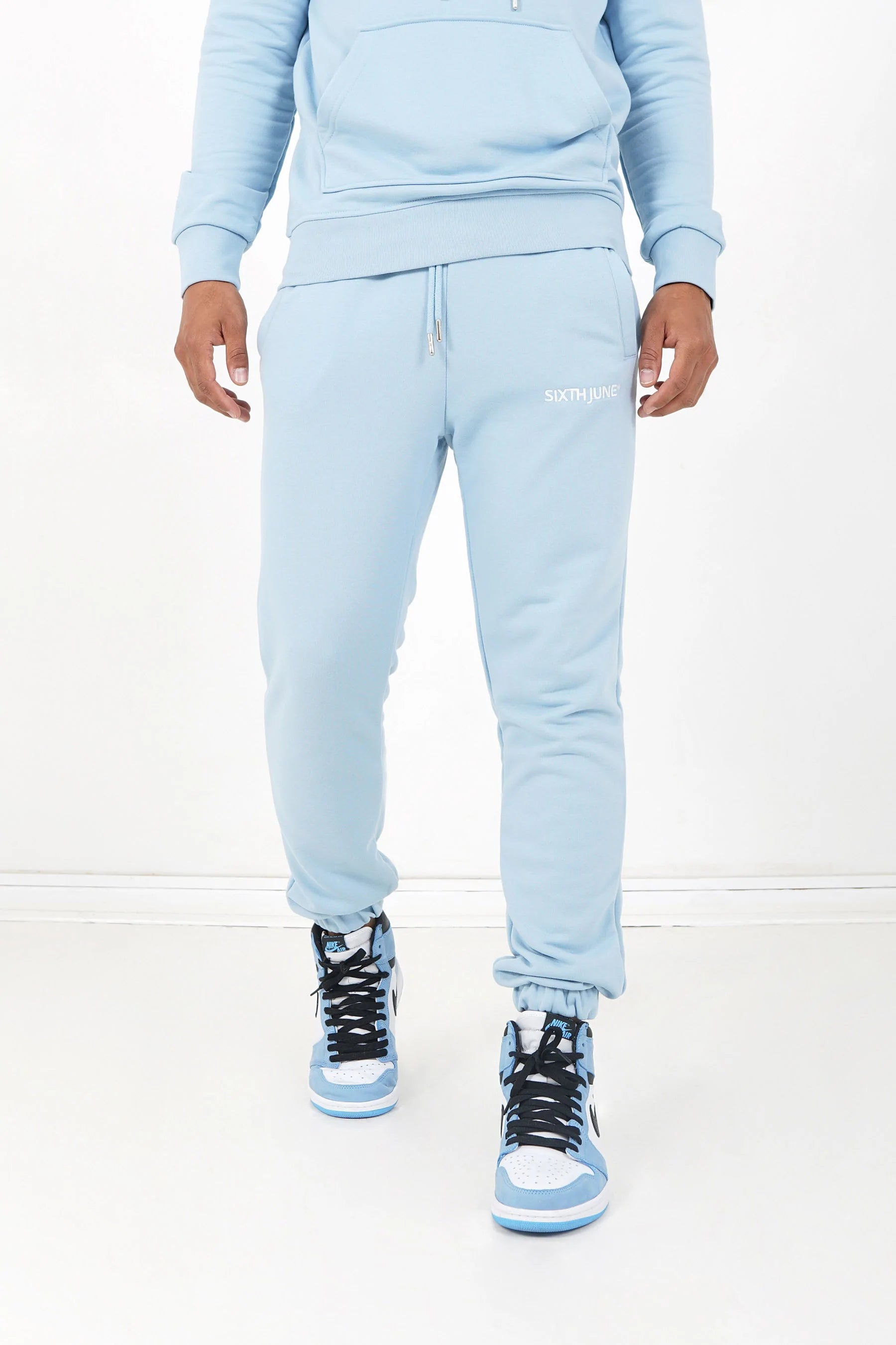 Sixth June - Jogging + sweat capuche logo brodé Bleu clair