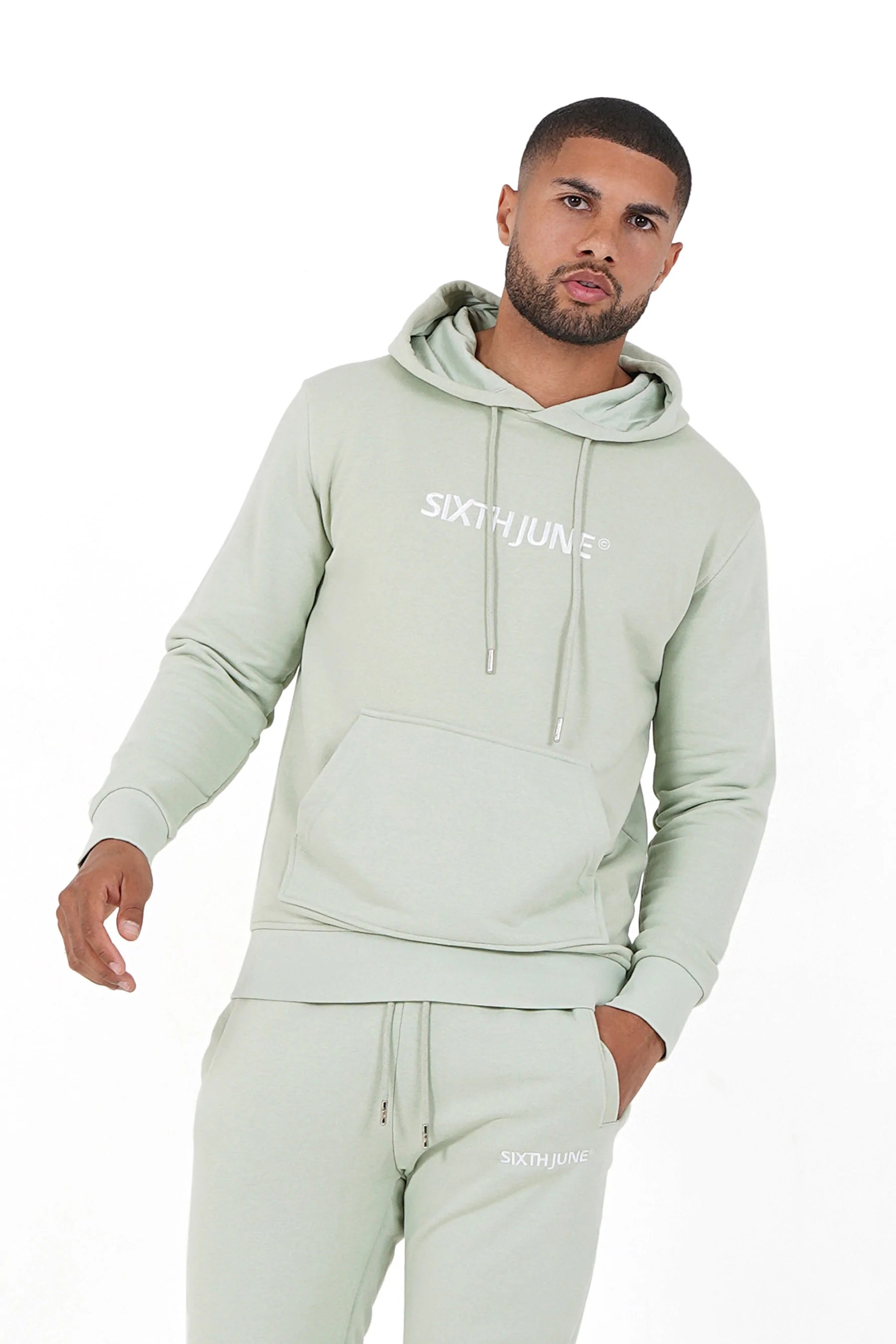 Sixth June - Jogging + sweat capuche logo brodé Vert clair