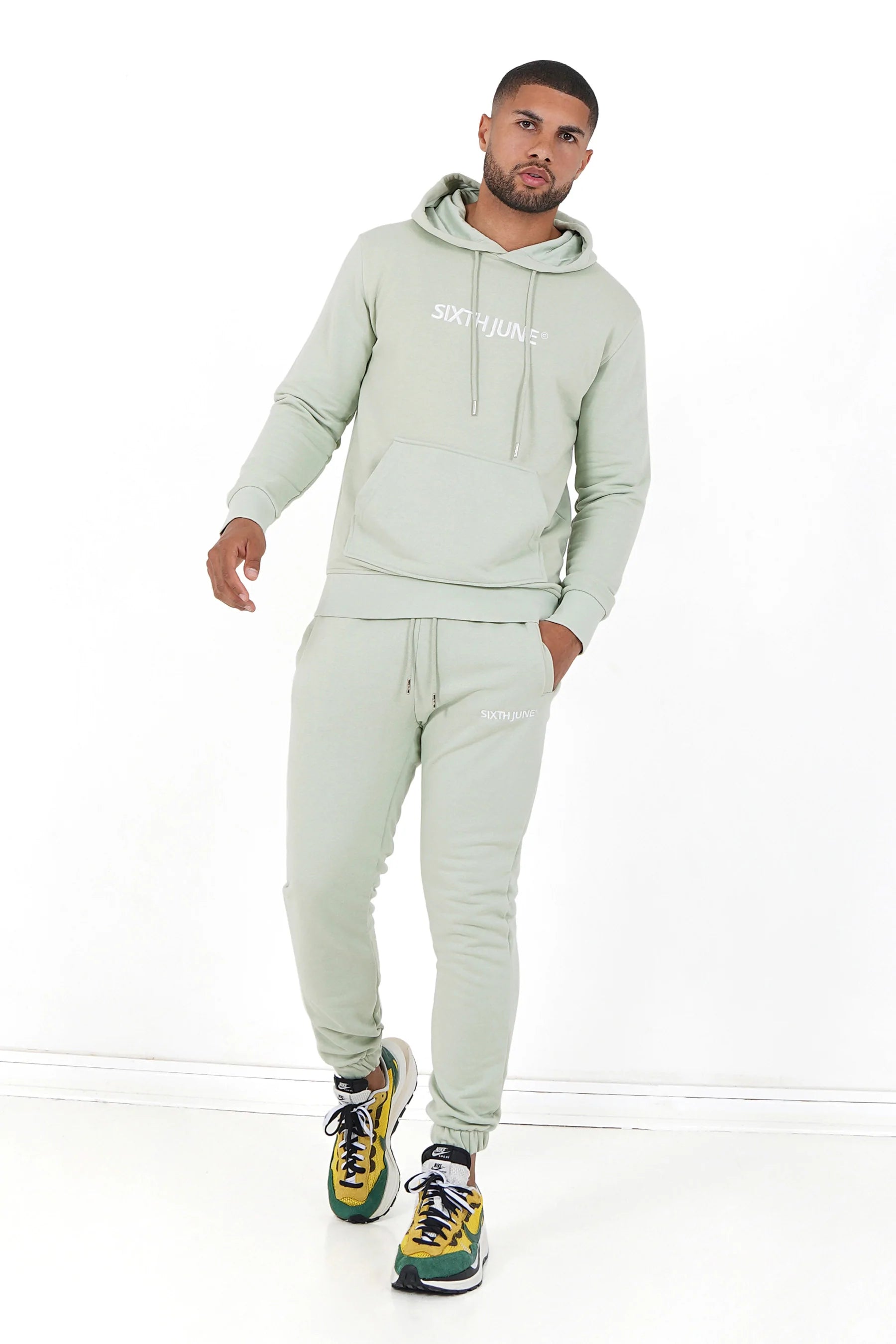 Sixth June - Jogging + sweat capuche logo brodé Vert clair