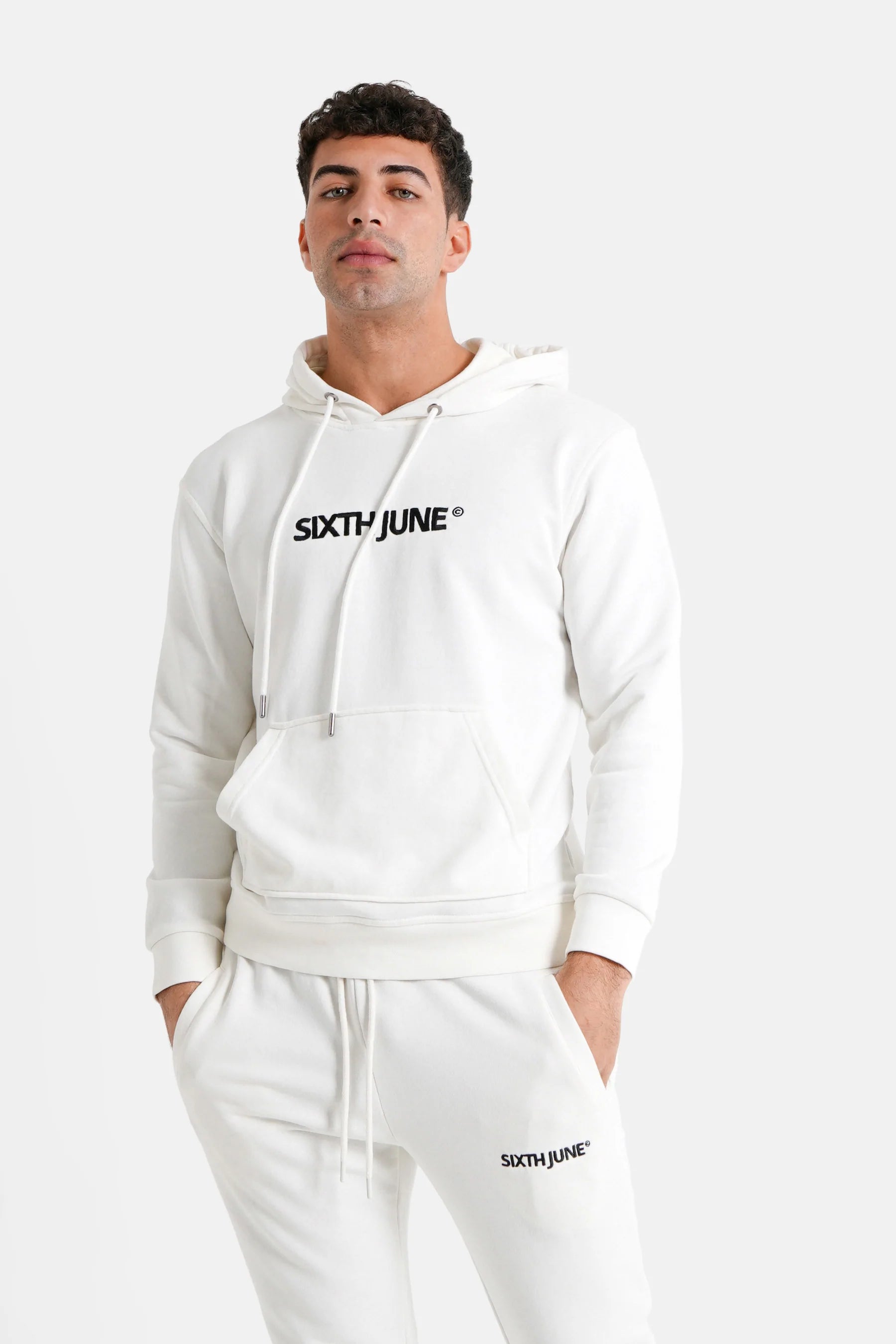 Sixth June - Jogging + sweat capuche logo brodé Blanc