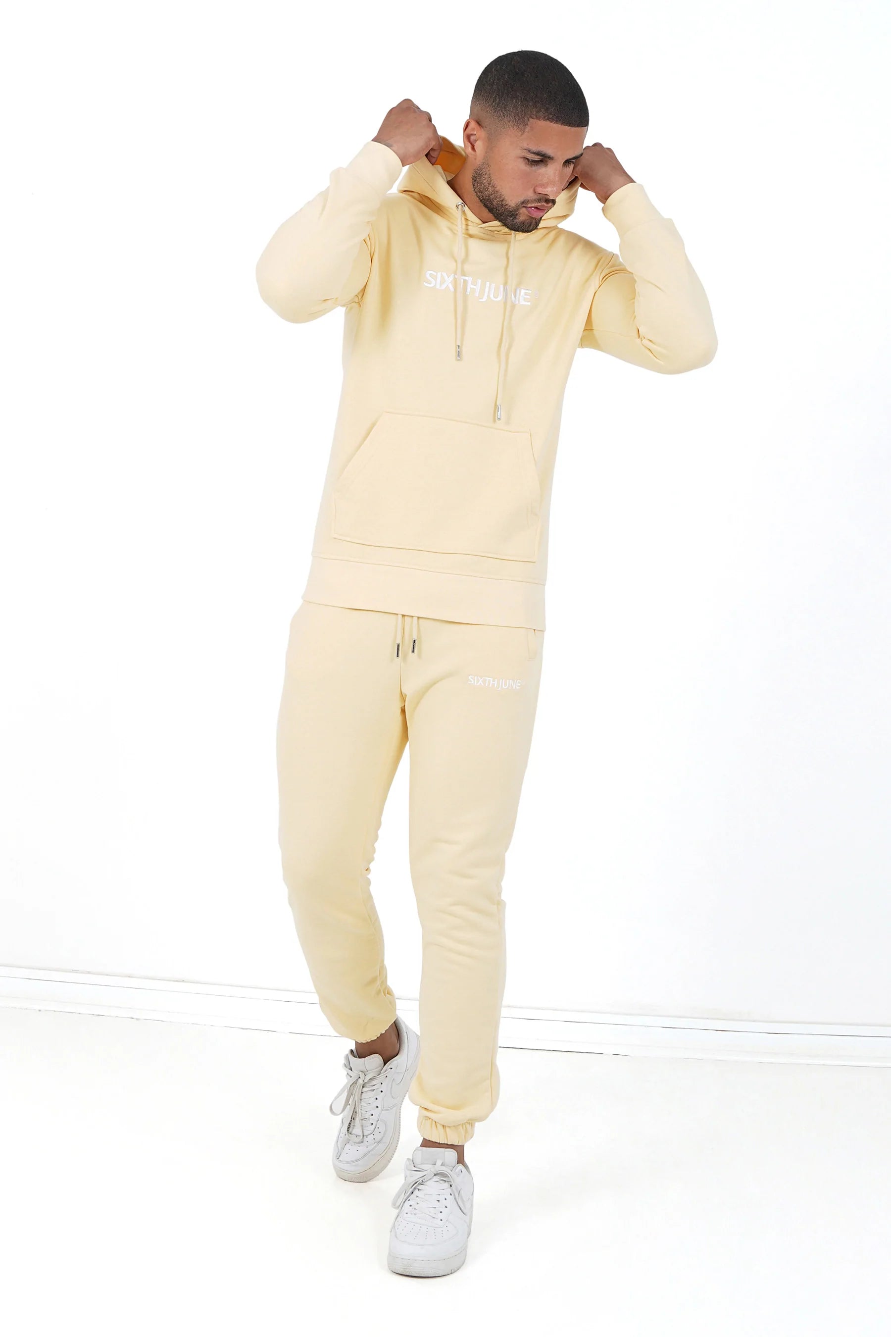 Sixth June - Jogging + sweat capuche logo brodé Jaune
