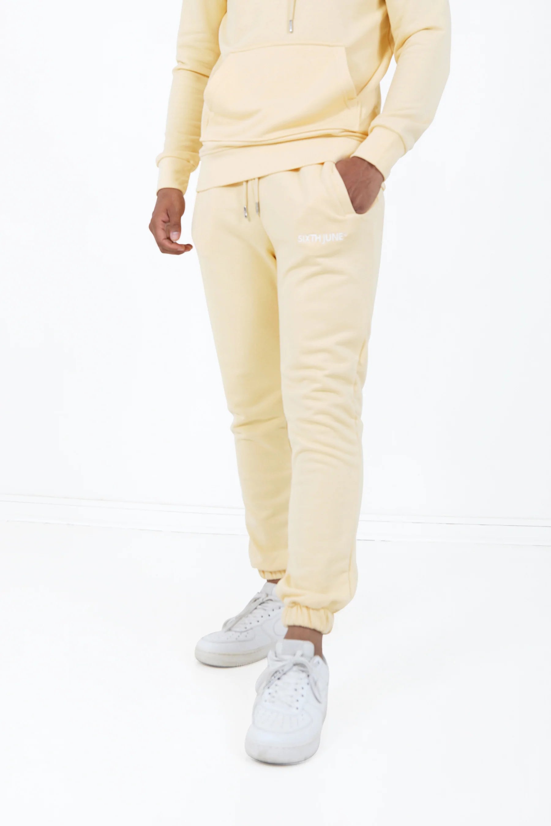 Sixth June - Jogging + sweat capuche logo brodé Jaune