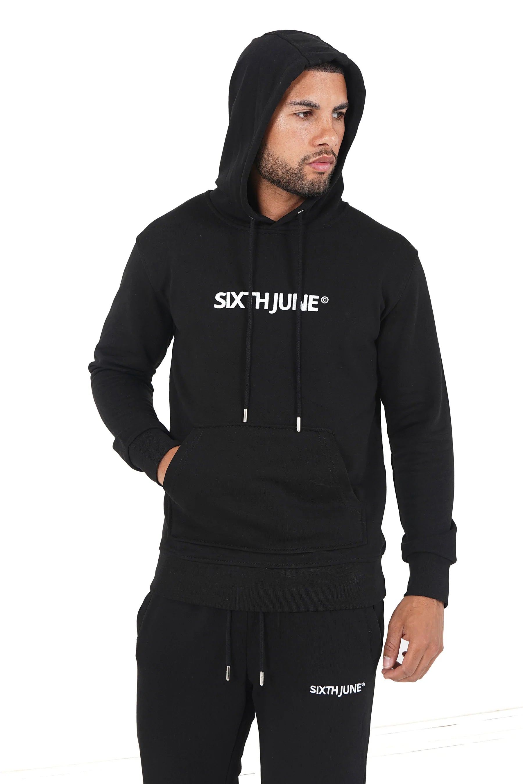 Sixth June - Jogging + sweat capuche logo brodé Noir