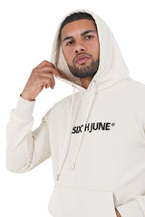 Sixth June - Sweatshirt capuche logo brodé Beige clair