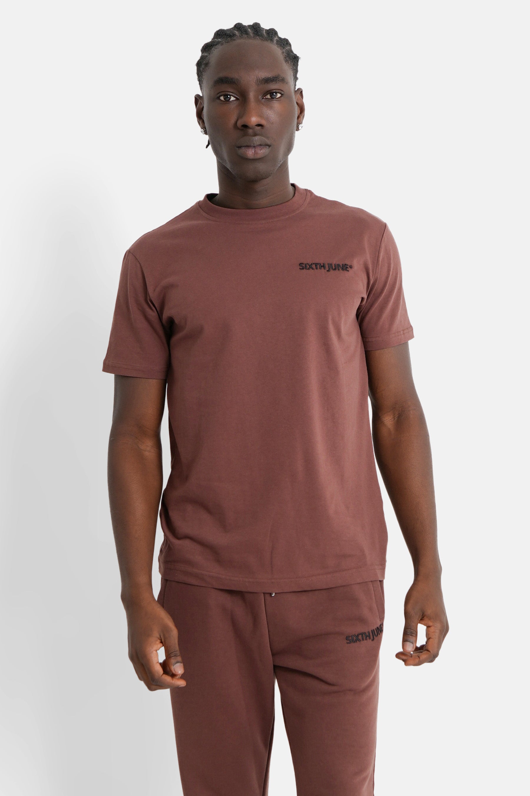 Sixth June - T-shirt soft logo brodé Marron