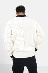V-neck embroidery knitwear Off-white