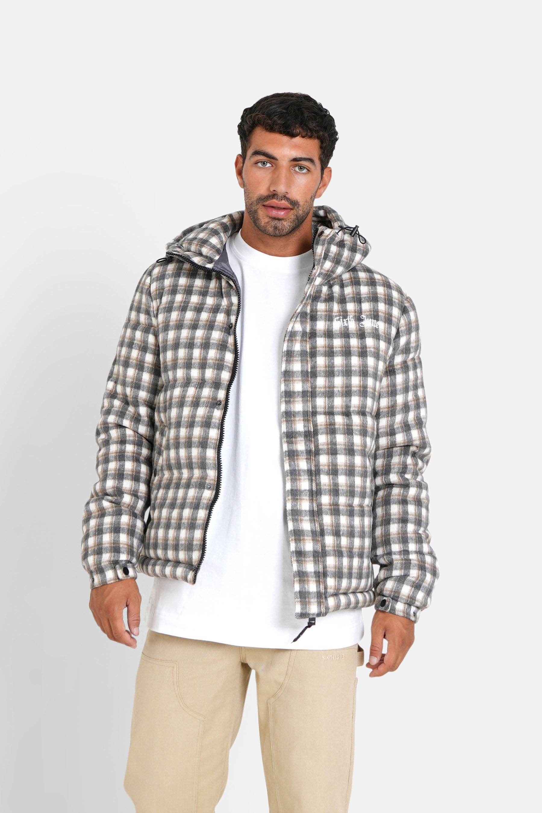 Sixth June - Doudoune carreaux effet laine Gris