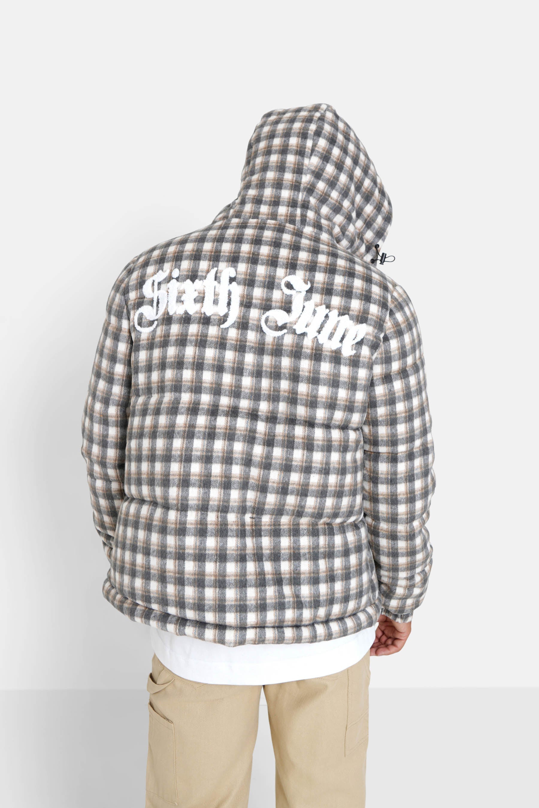 Sixth June - Doudoune carreaux effet laine Gris