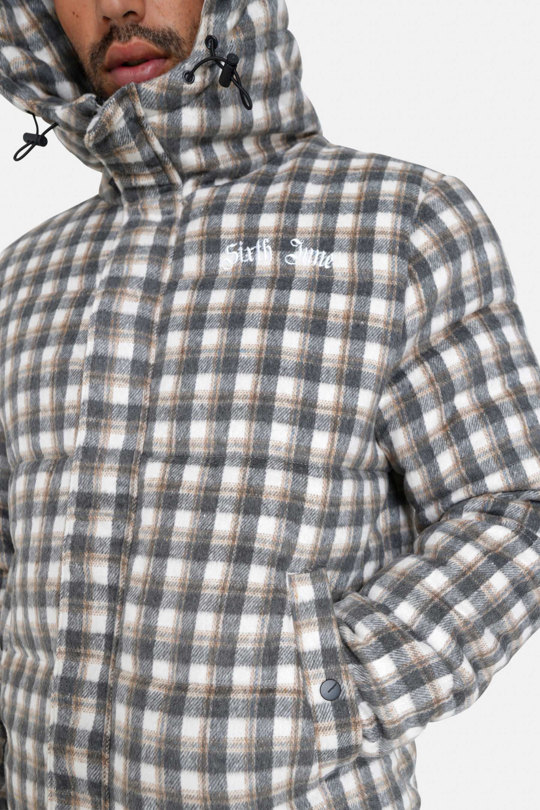 Sixth June - Doudoune carreaux effet laine Gris