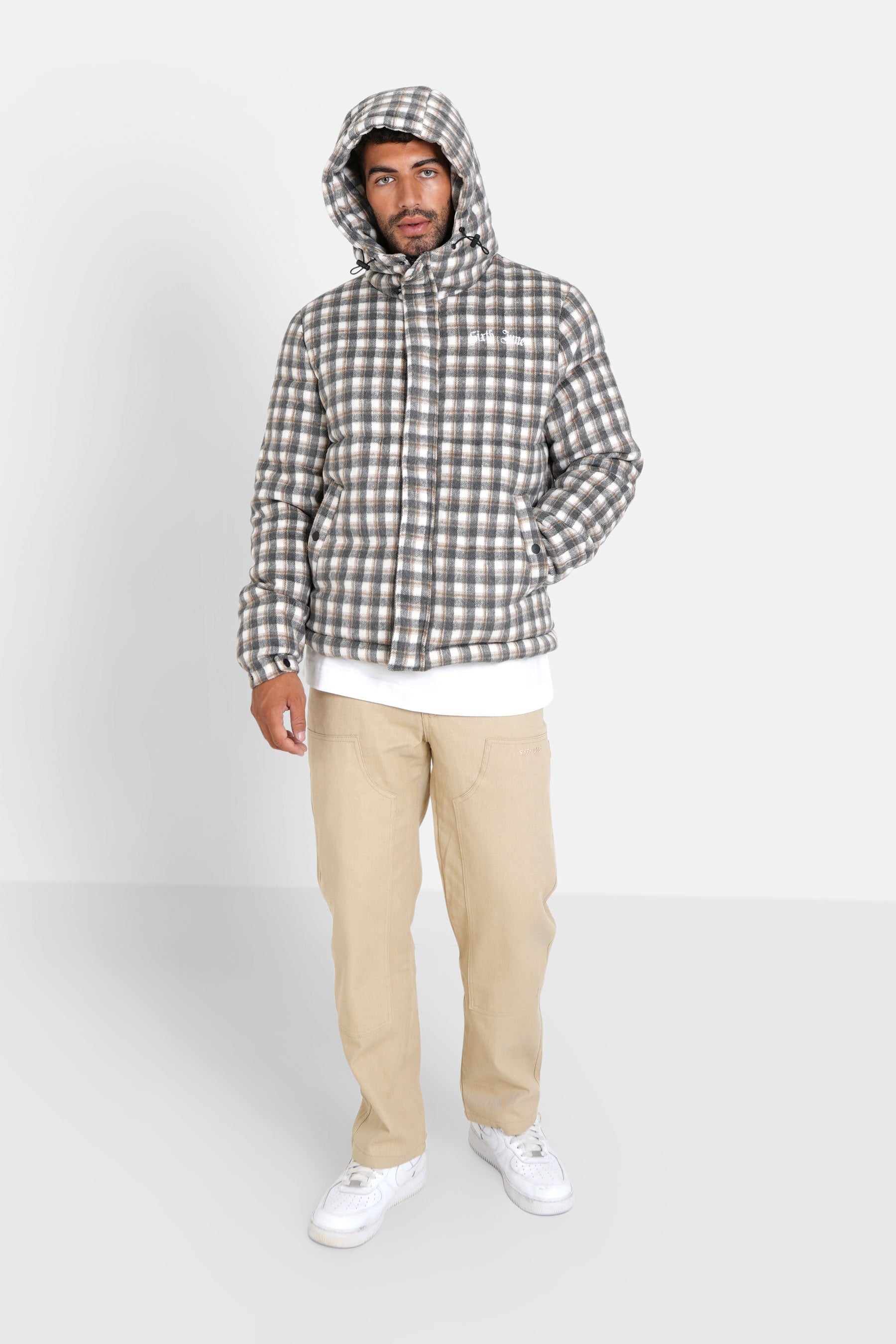 Sixth June - Doudoune carreaux effet laine Gris