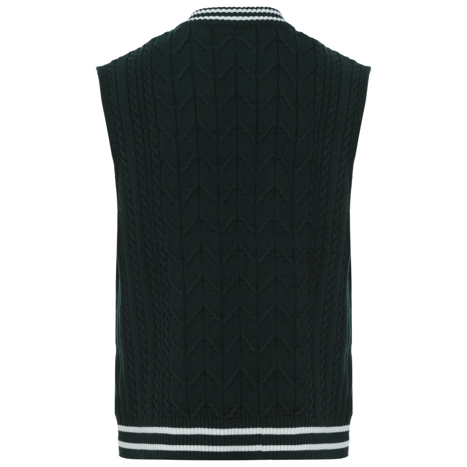 Pull sans manches maille broderie Vert foncé