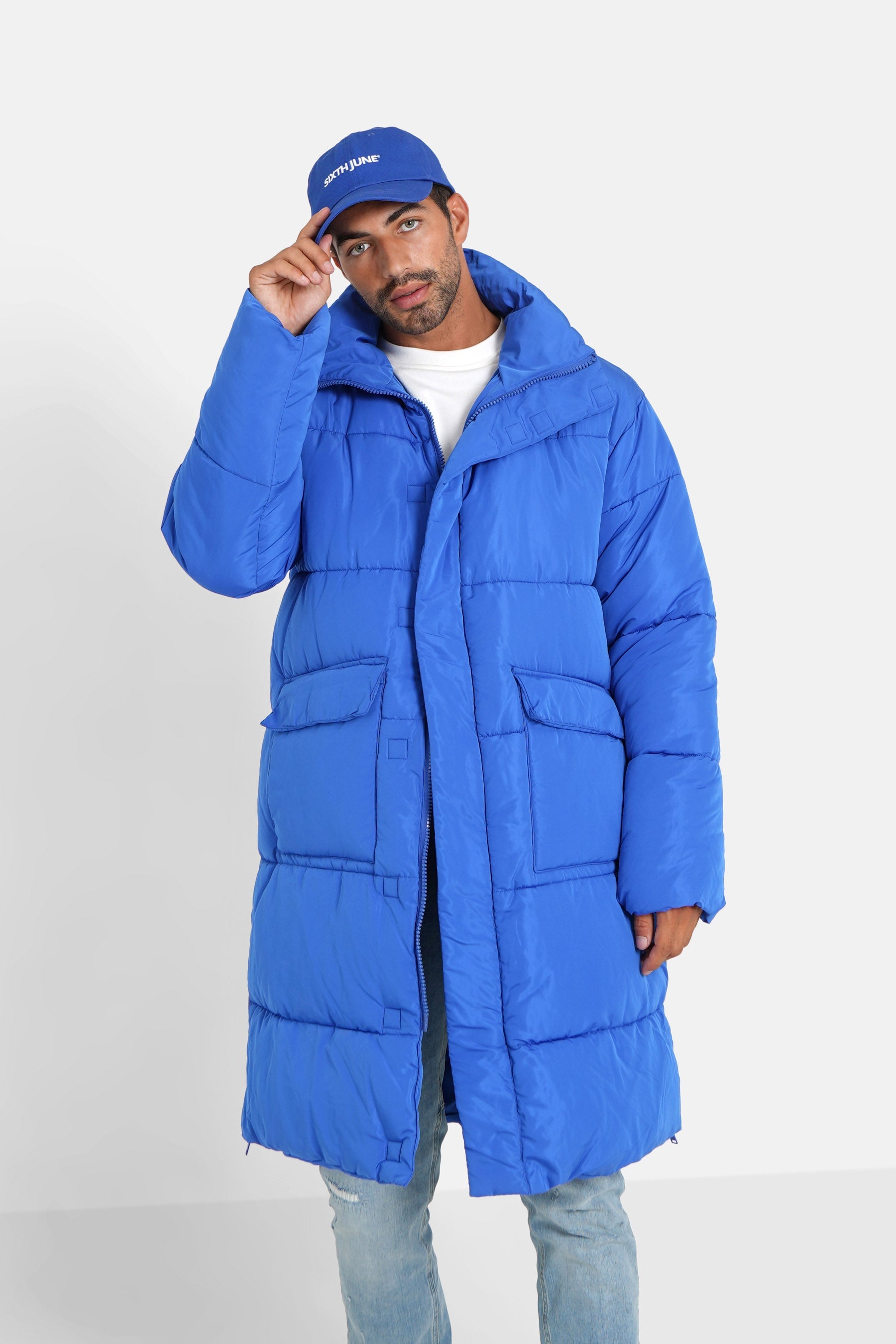 Long oversized down jacket Blue Sixth June