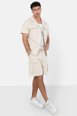 Chemise utilitaire manches courtes Beige
