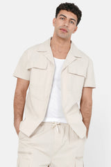 Chemise utilitaire manches courtes Beige