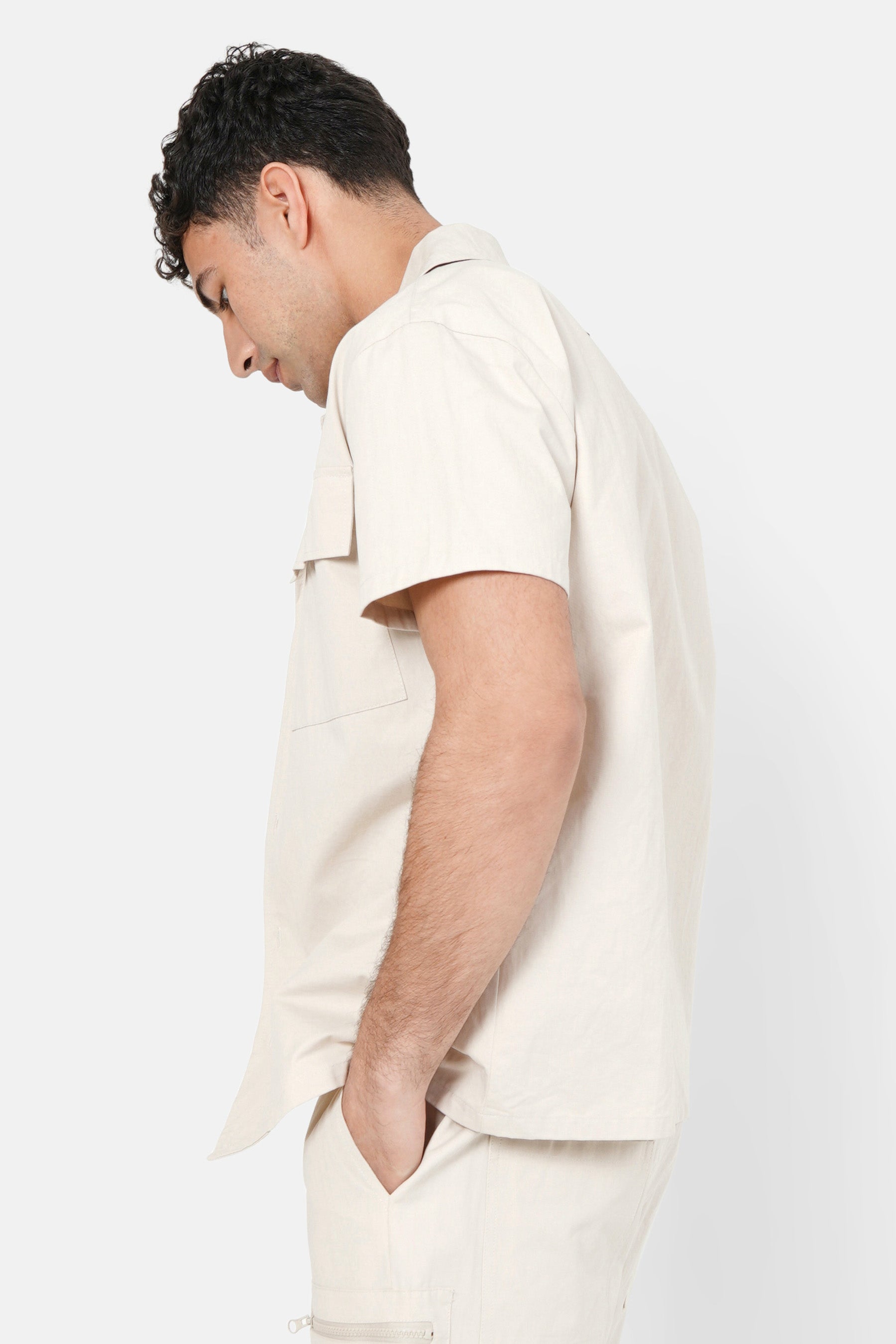 Chemise utilitaire manches courtes Beige