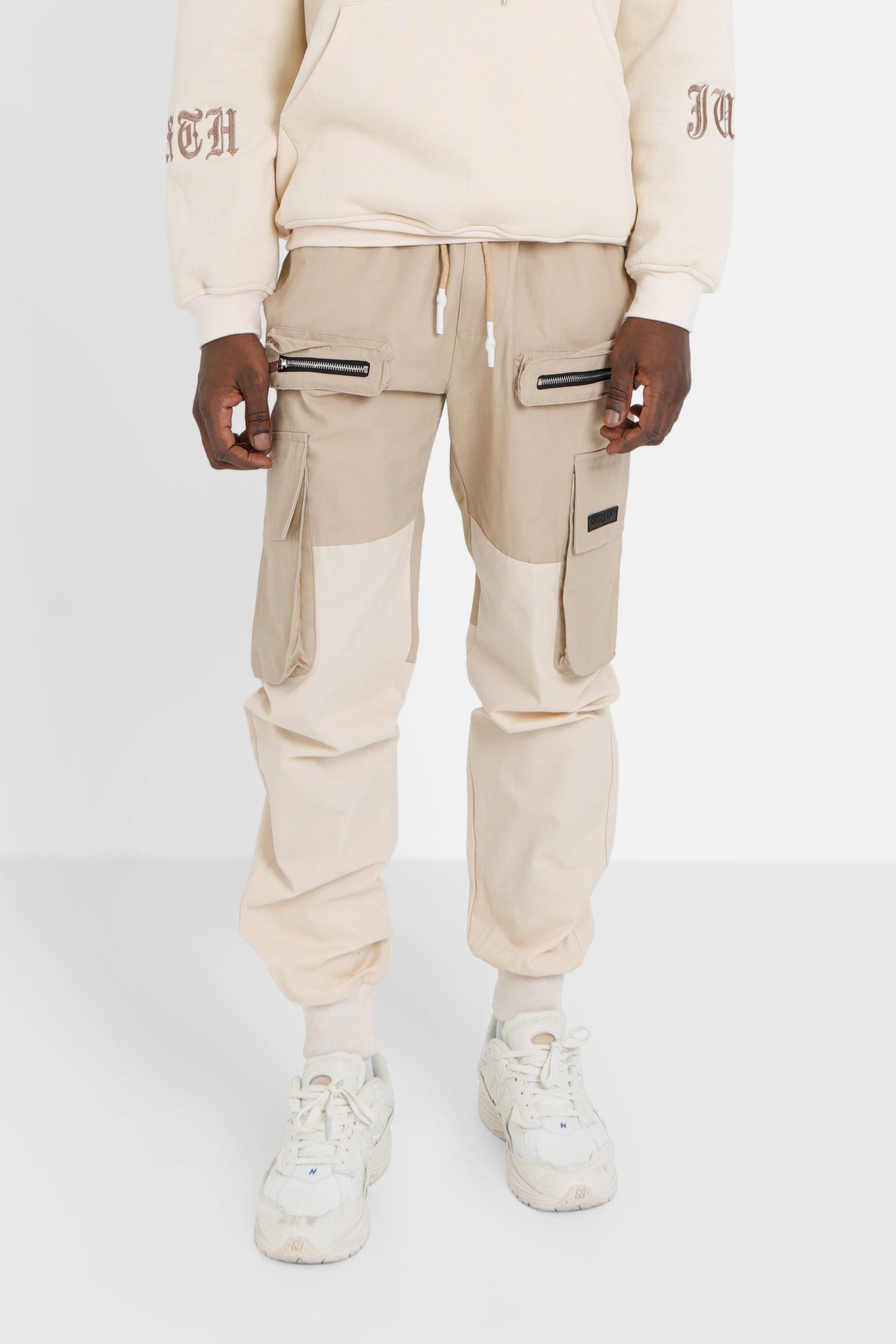 Sixth June - Pantalon cargo bicolore Beige