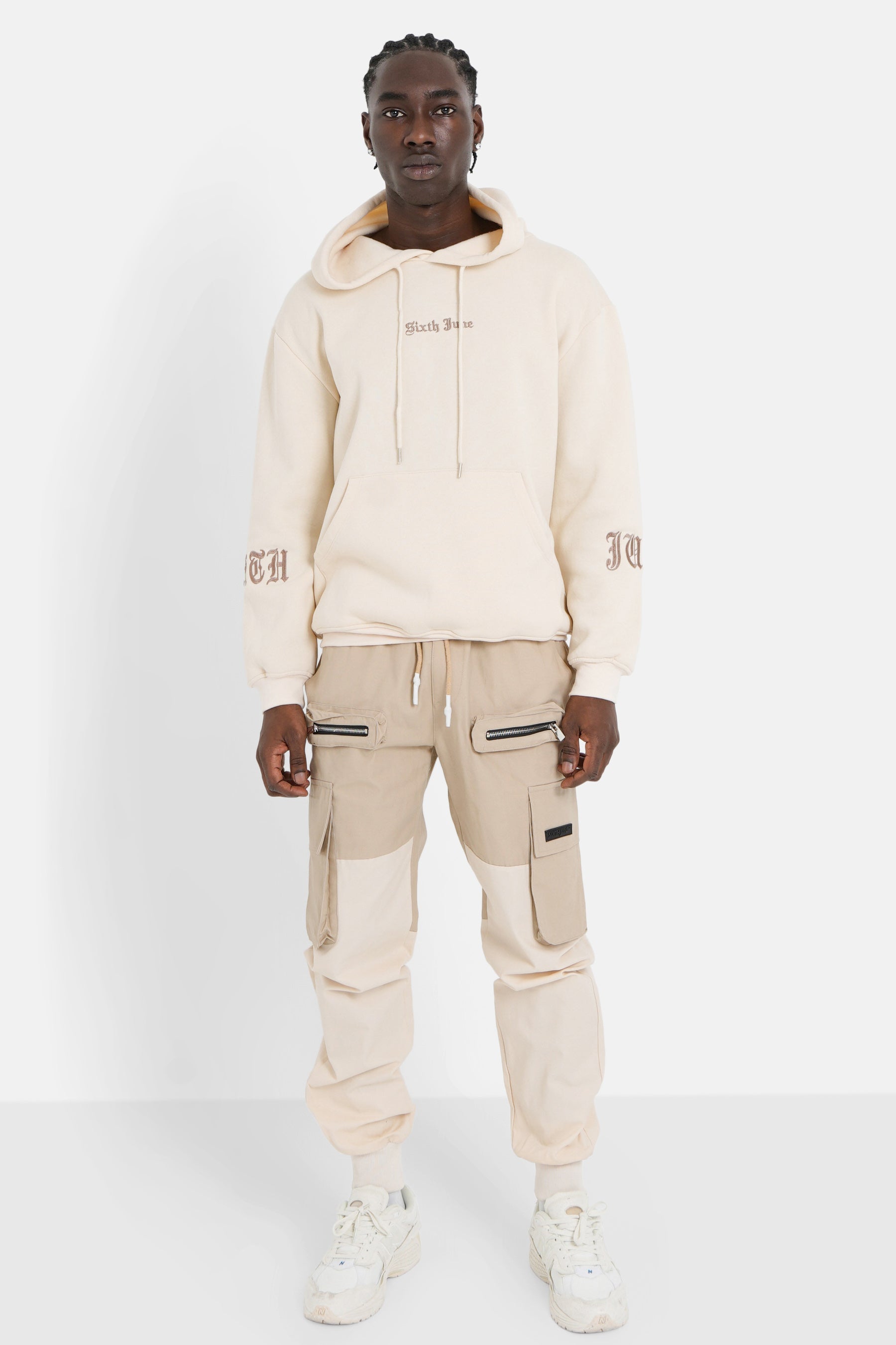 Sixth June - Pantalon cargo bicolore Beige