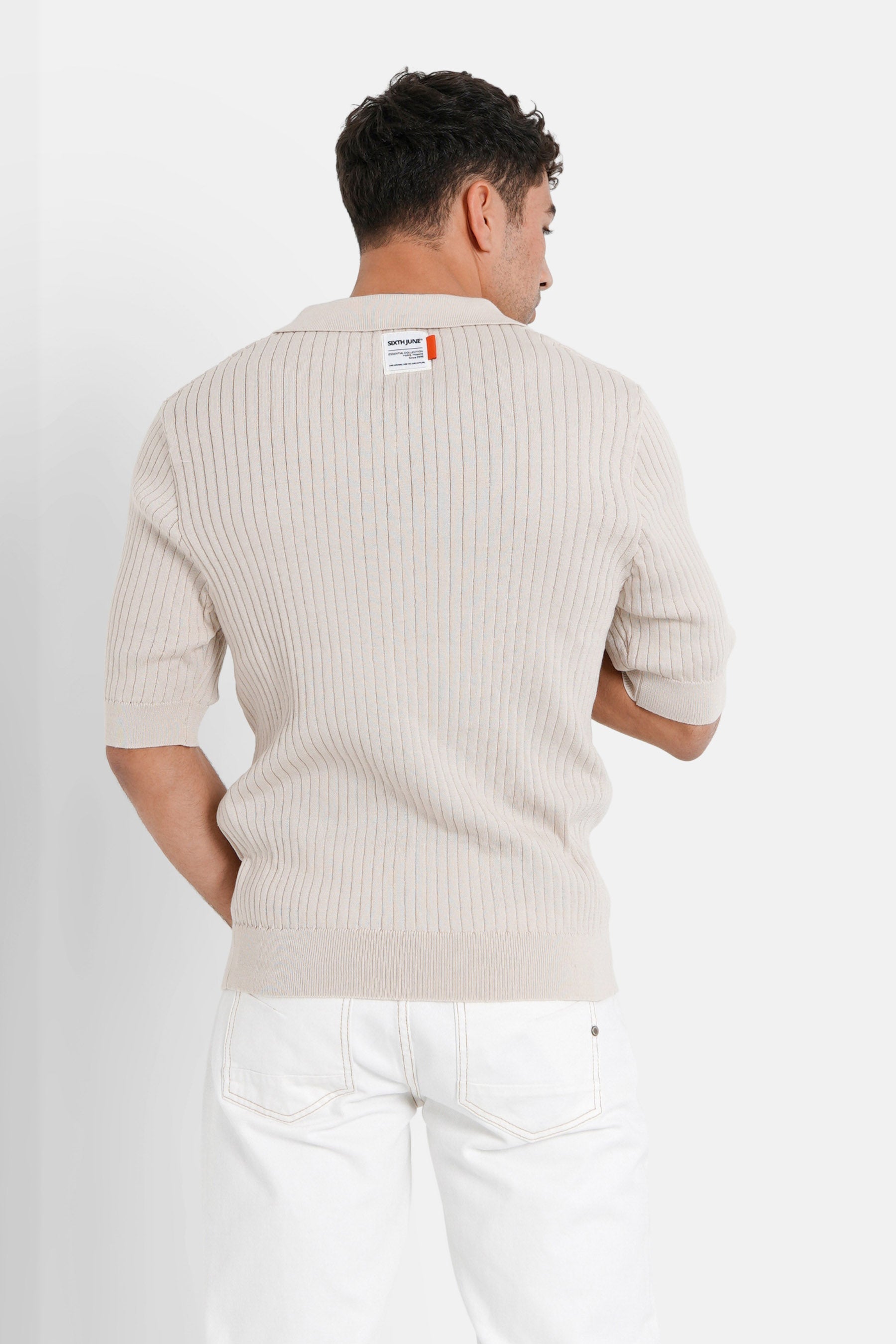 Sixth June - Polo côtelé manches courtes Beige