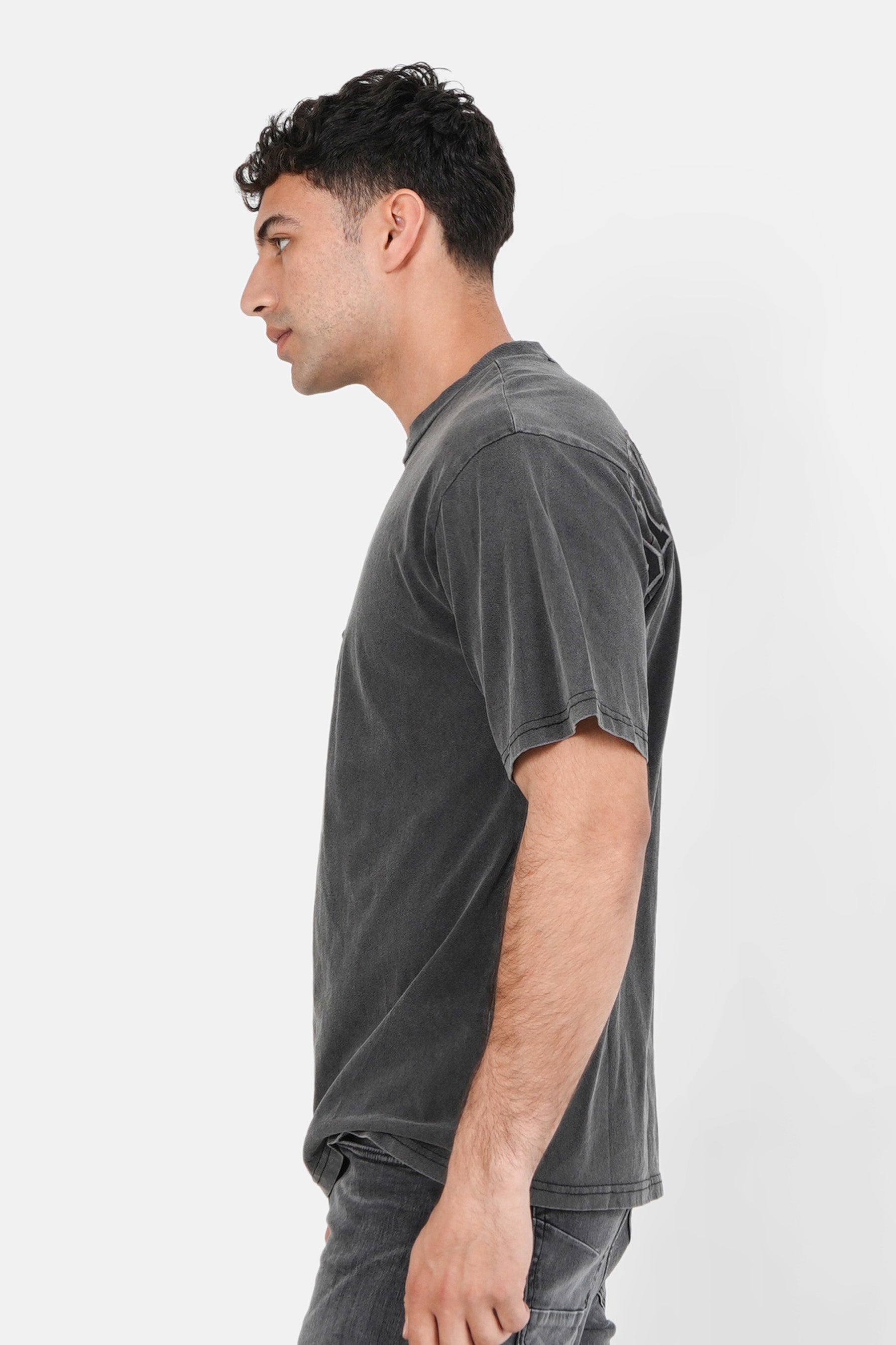 T-shirt college logo brodé Gris foncé