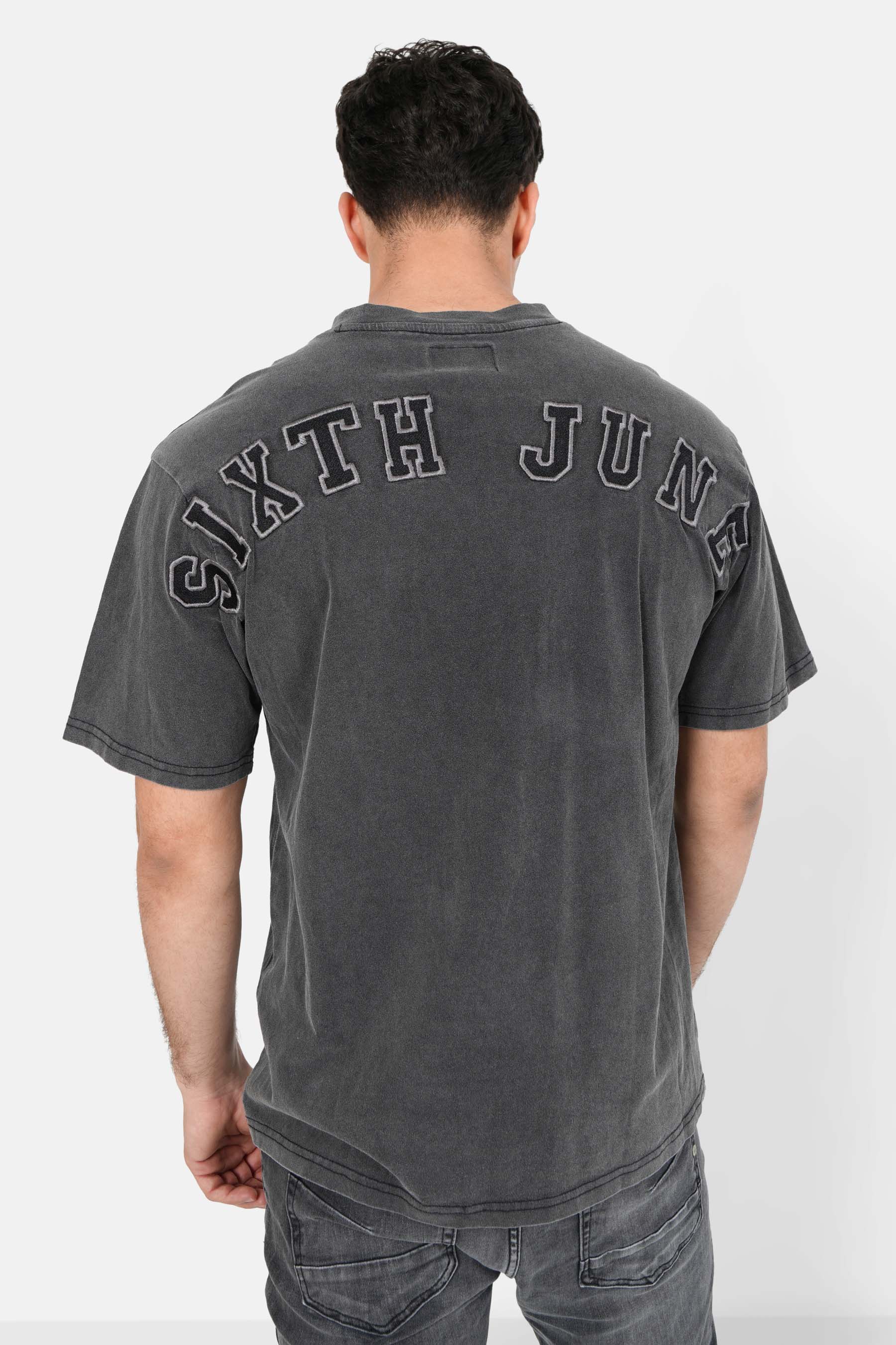 T-shirt college logo brodé Gris foncé