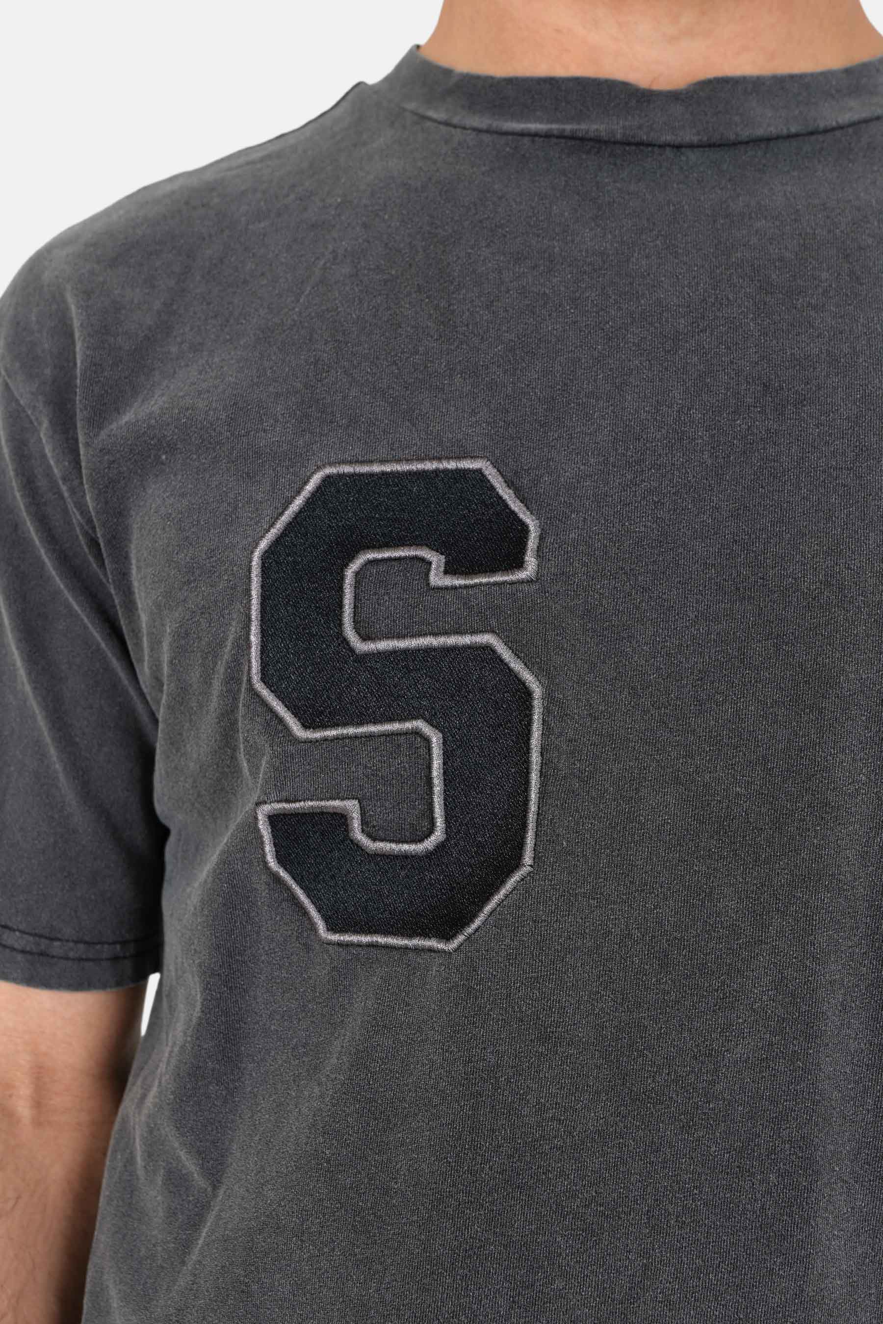T-shirt college logo brodé Gris foncé