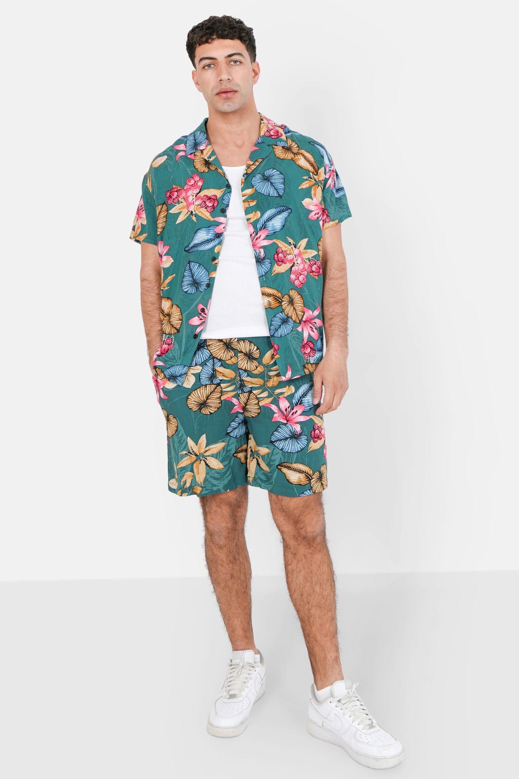Short fluide fleuri Vert