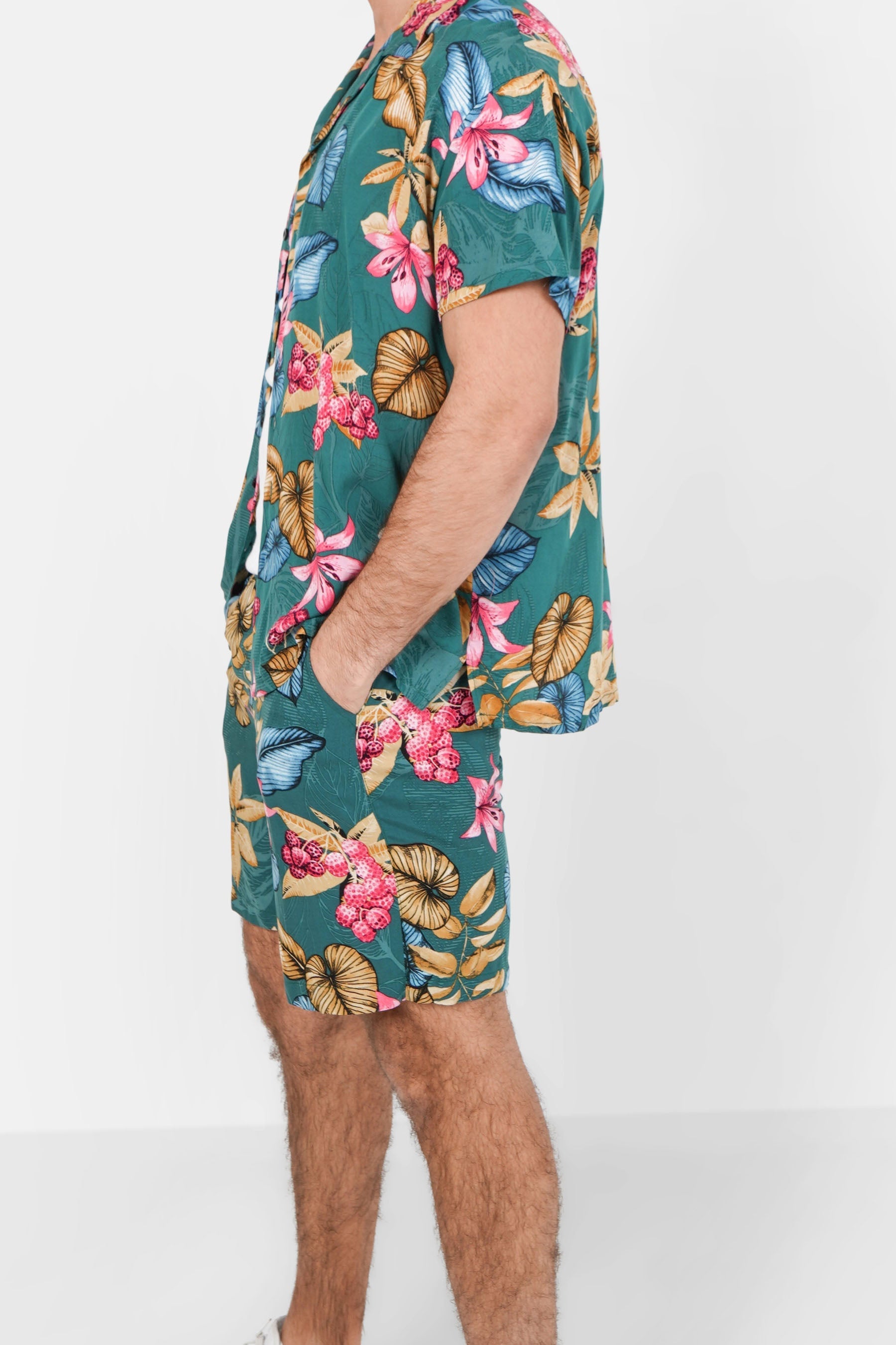 Short fluide fleuri Vert