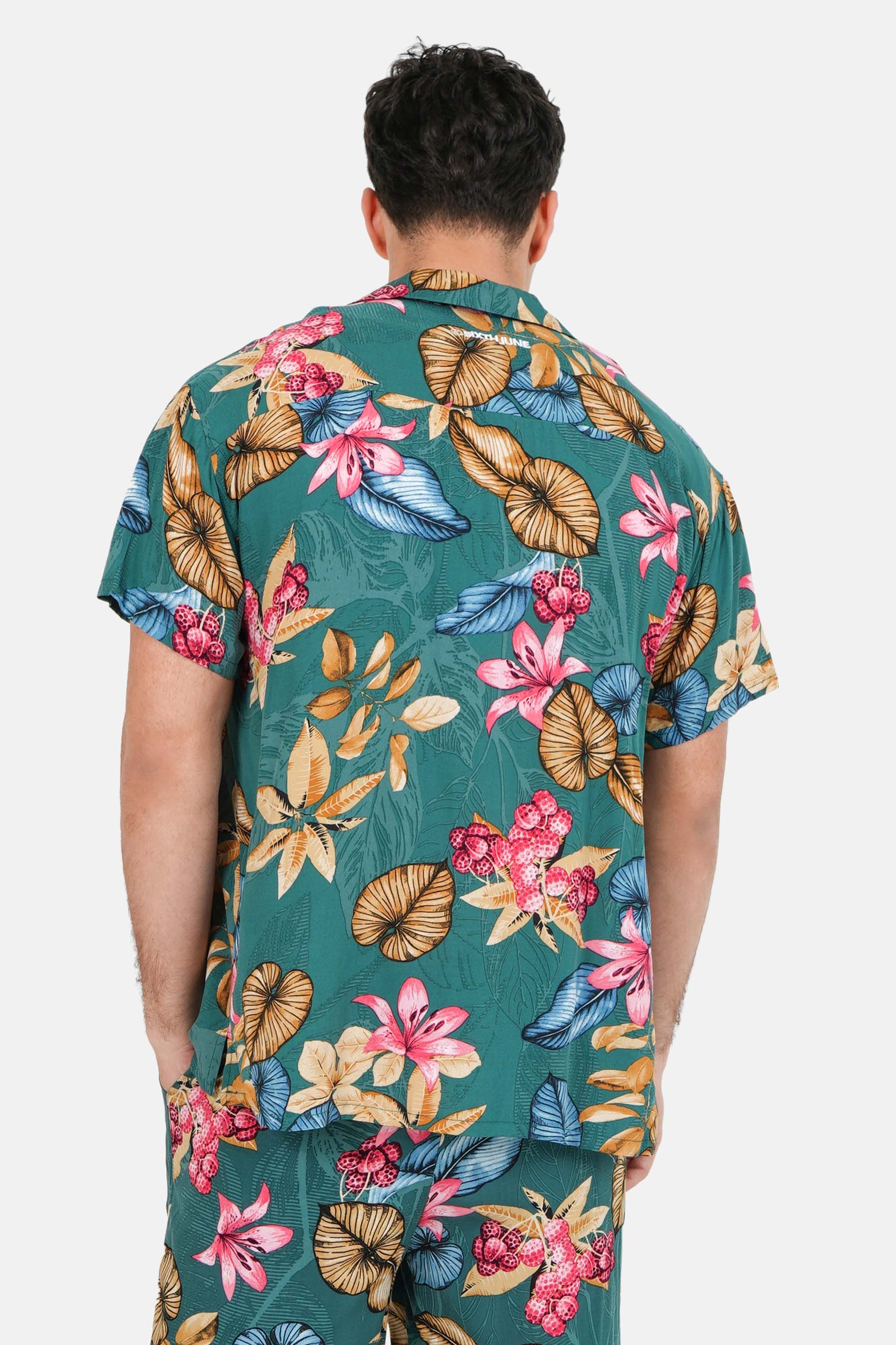 Flowered fluid shirt Green