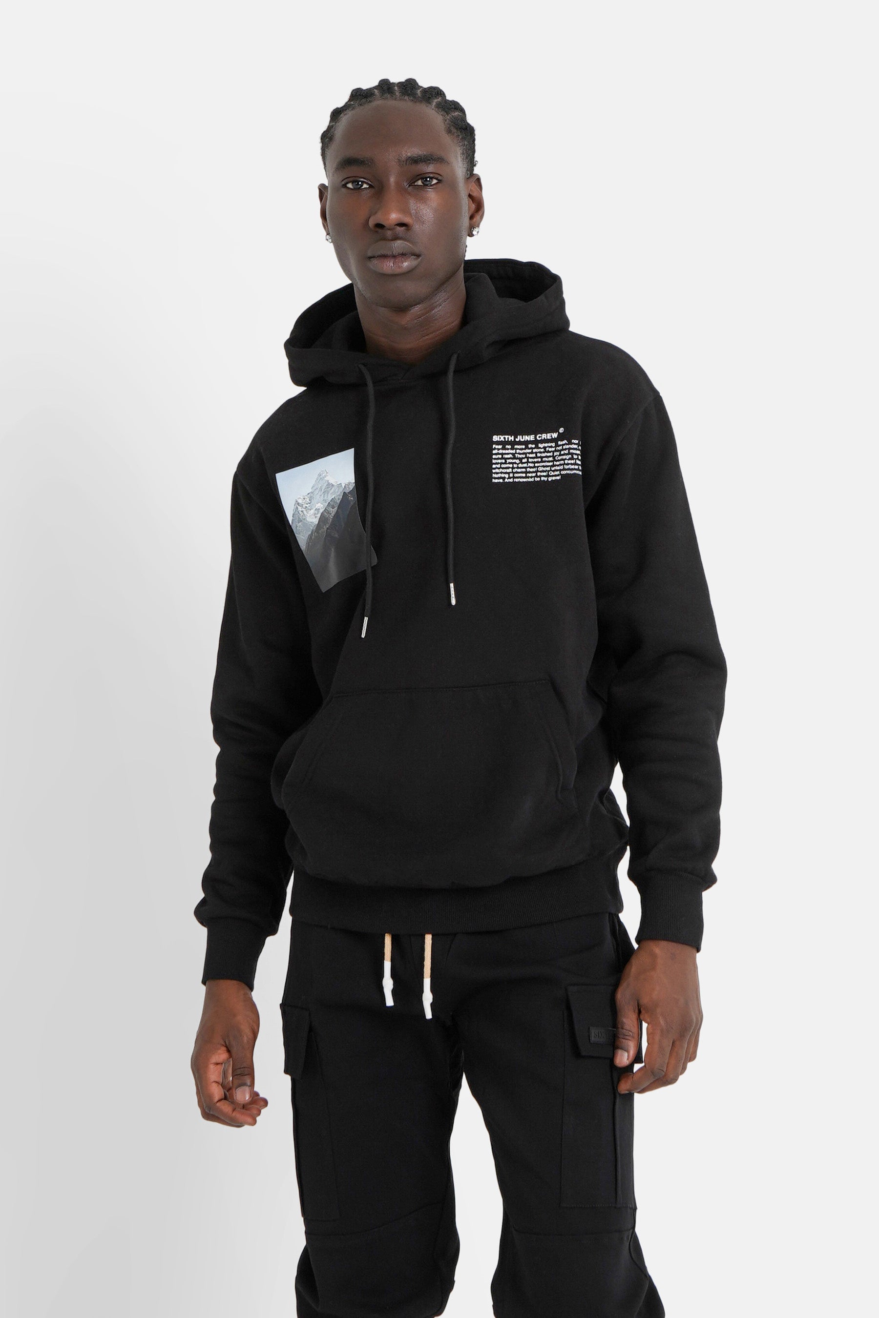 Sixth June - Sweat capuche moodboard dos Noir