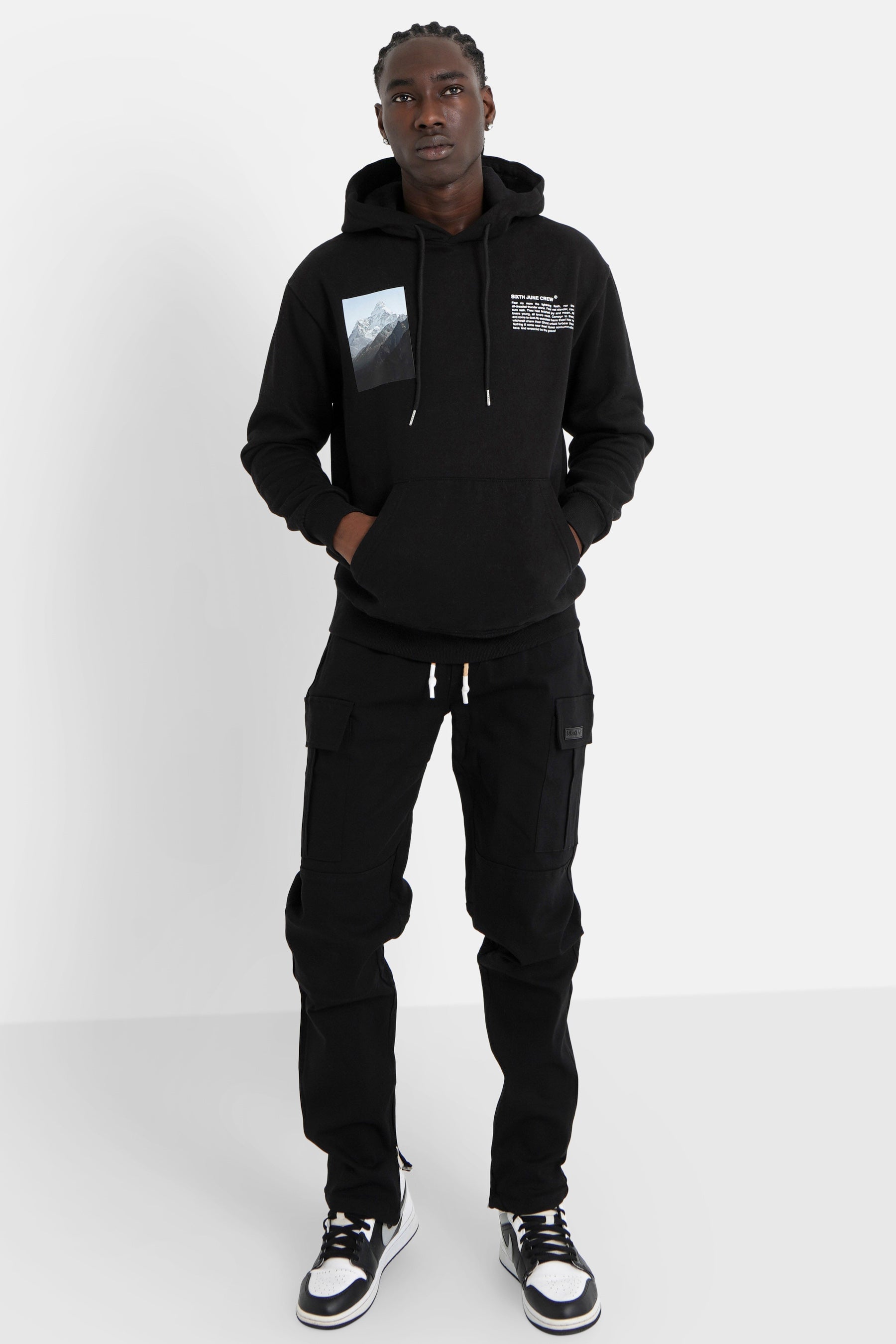 Sixth June - Sweat capuche moodboard dos Noir