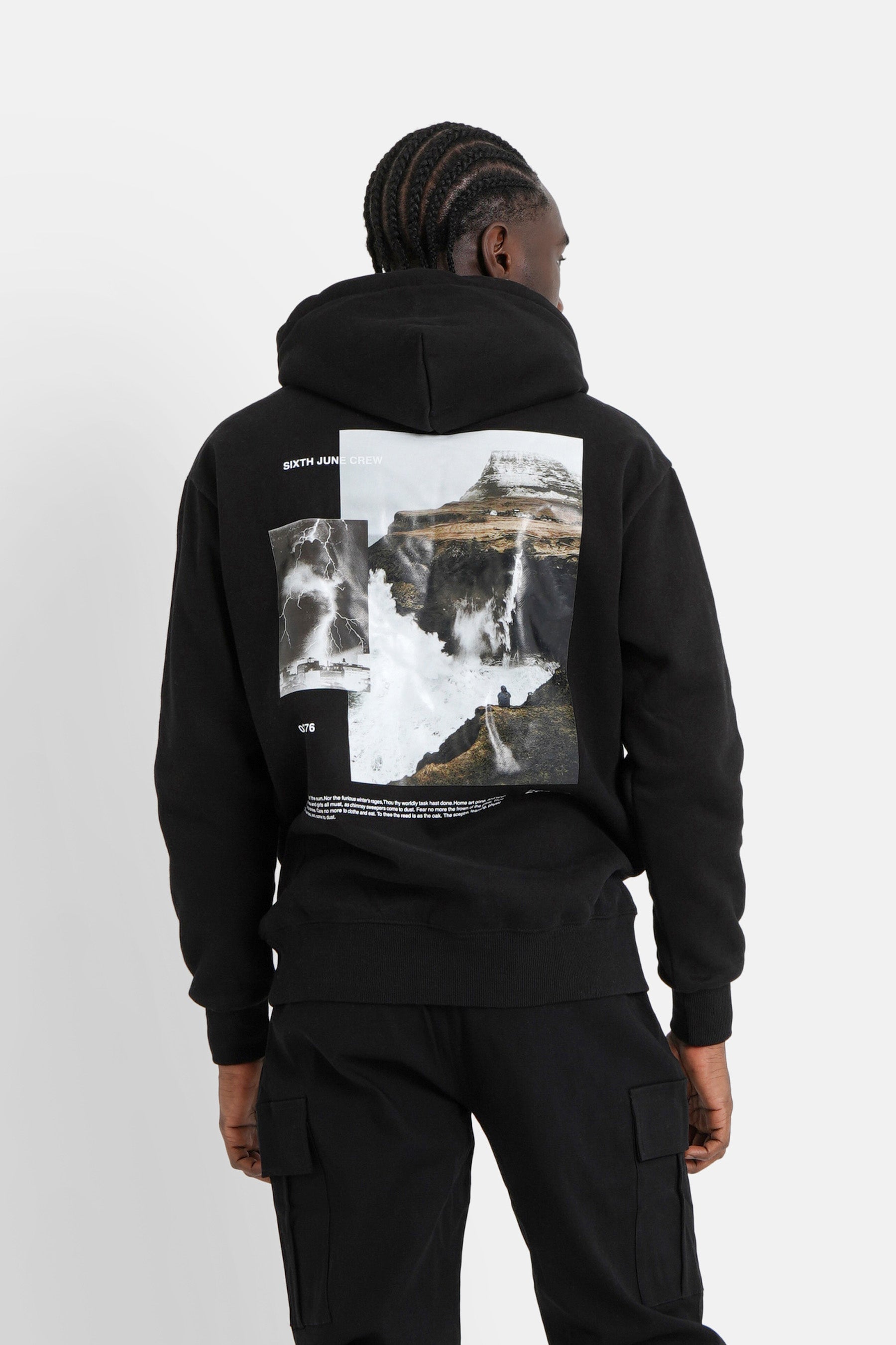 Sixth June - Sweat capuche moodboard dos Noir