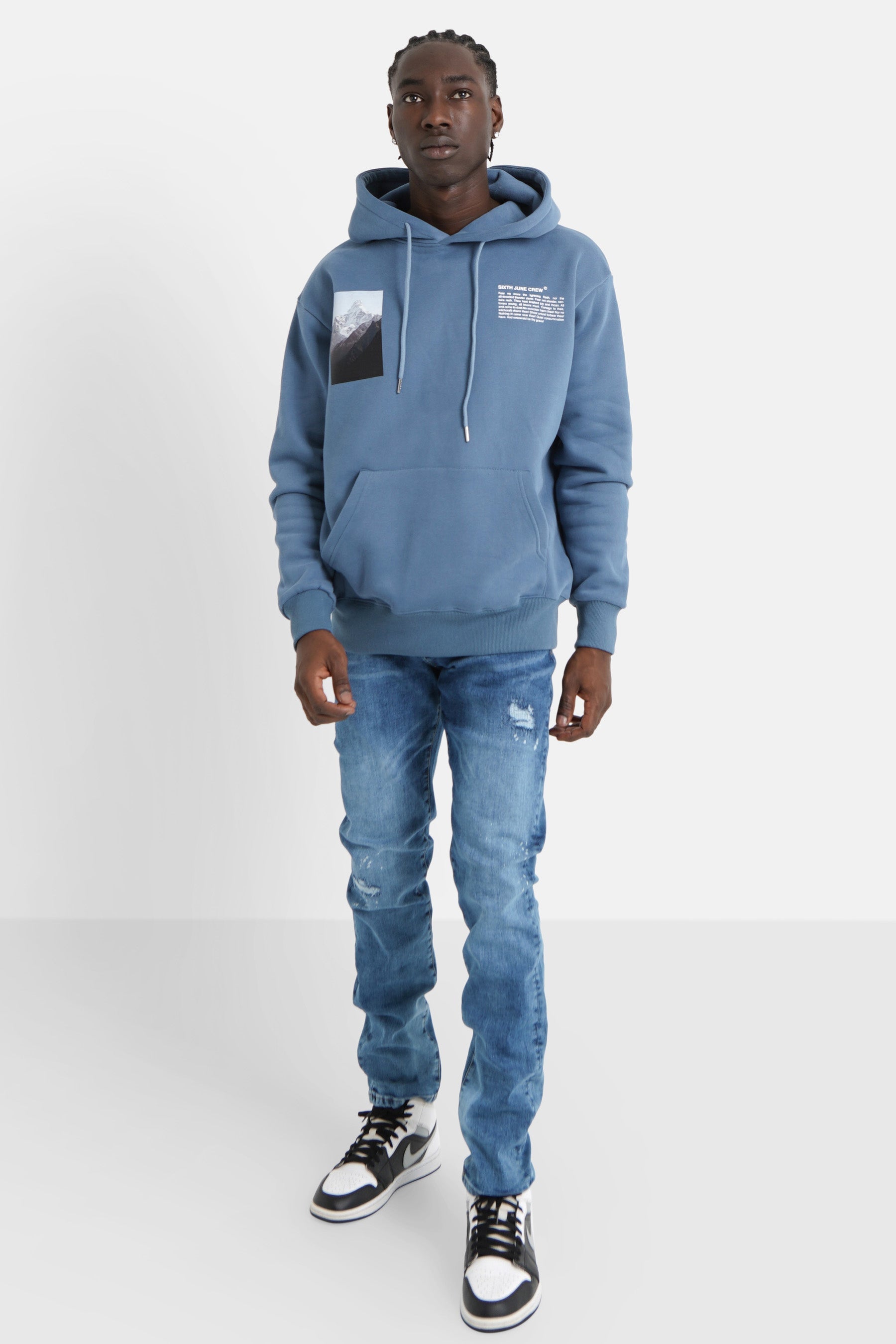 Sixth June - Sweat capuche moodboard dos Bleu