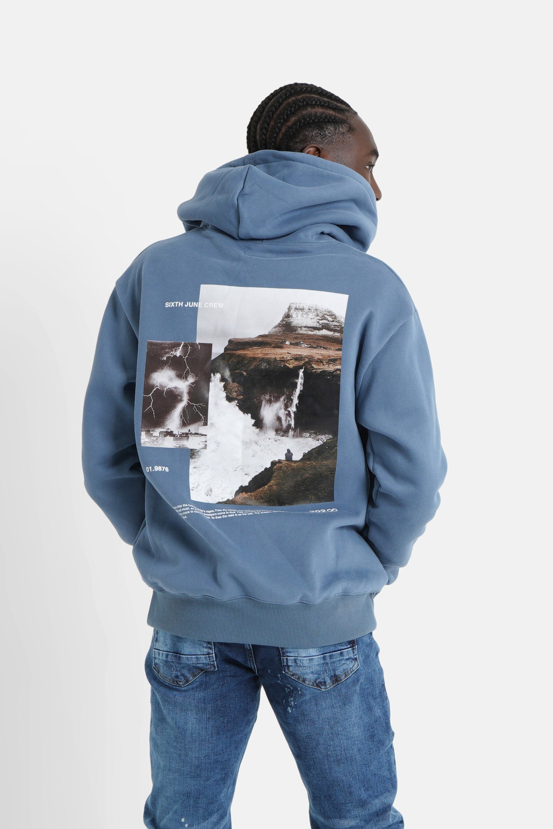 Sixth June - Sweat capuche moodboard dos Bleu