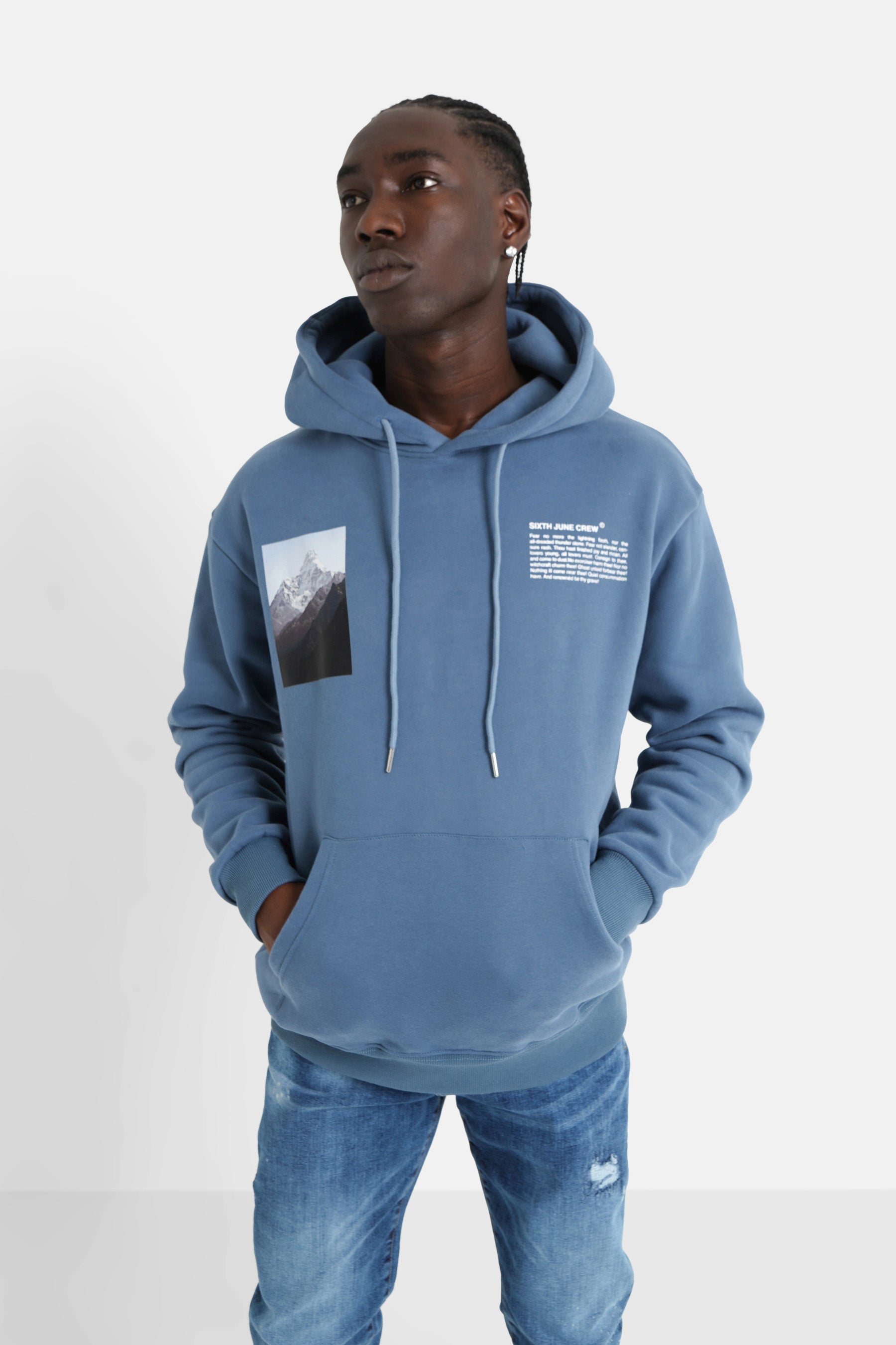 Sixth June - Sweat capuche moodboard dos Bleu