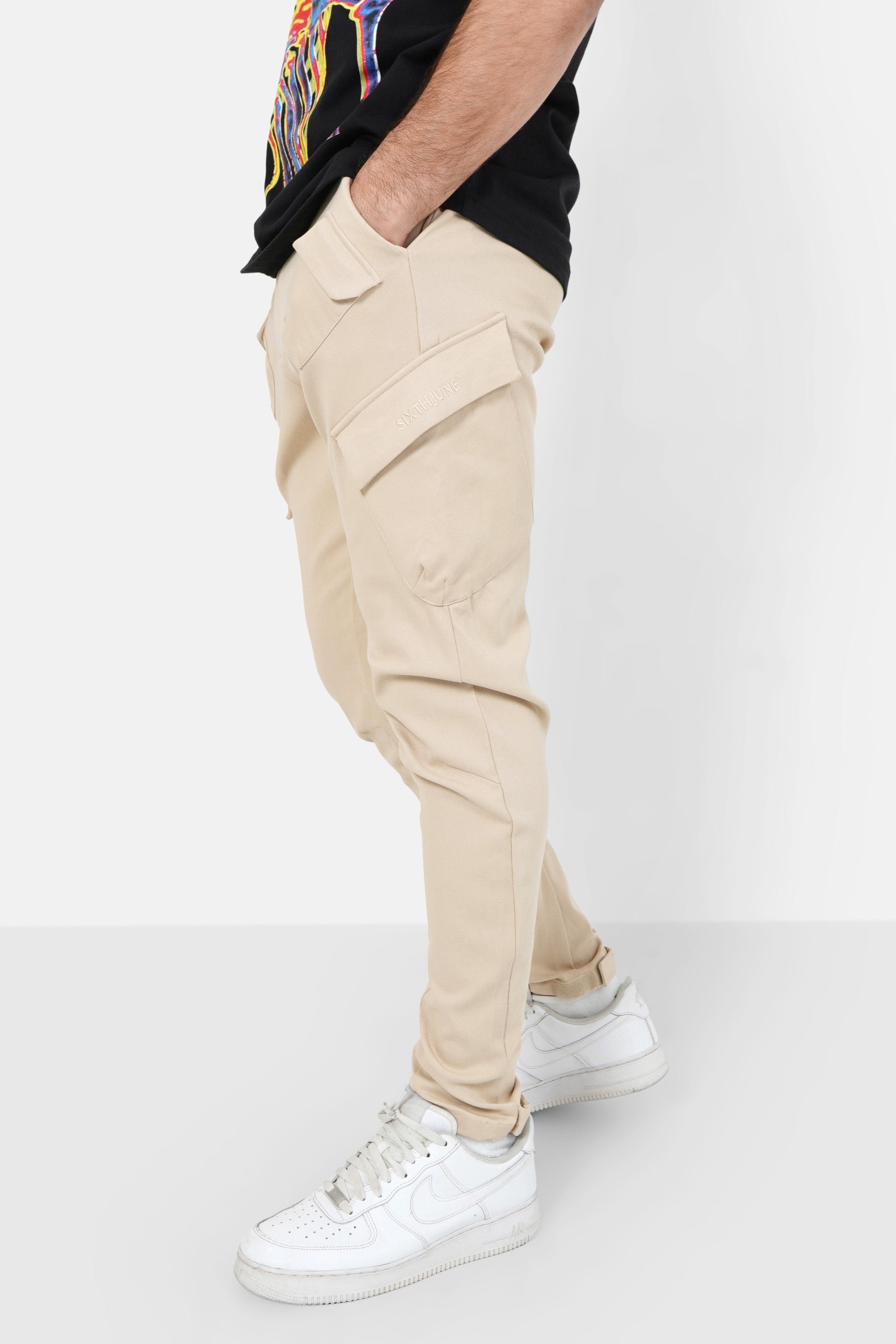 Pantalon cargo poches avant Beige