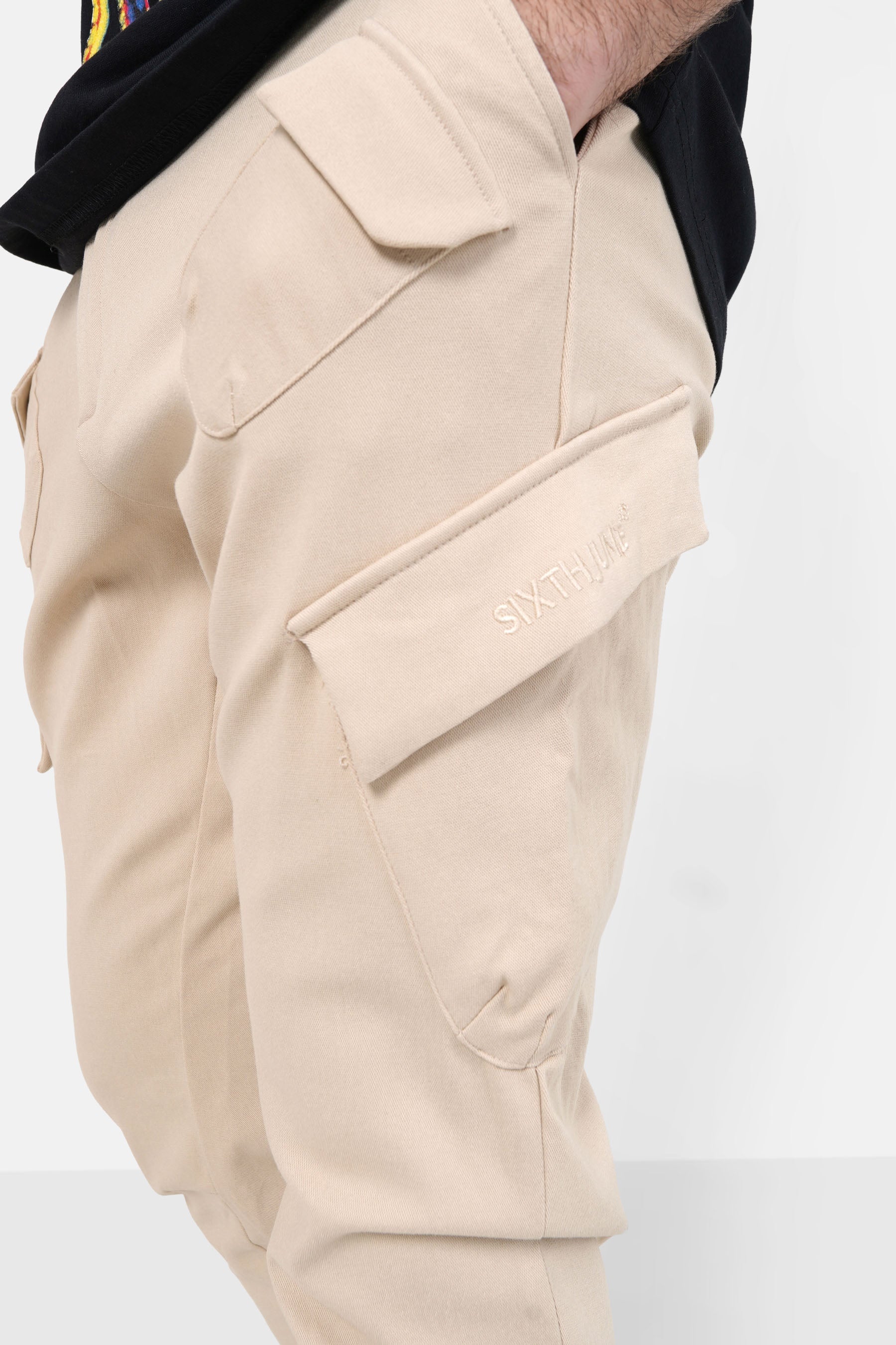 Pantalon cargo poches avant Beige